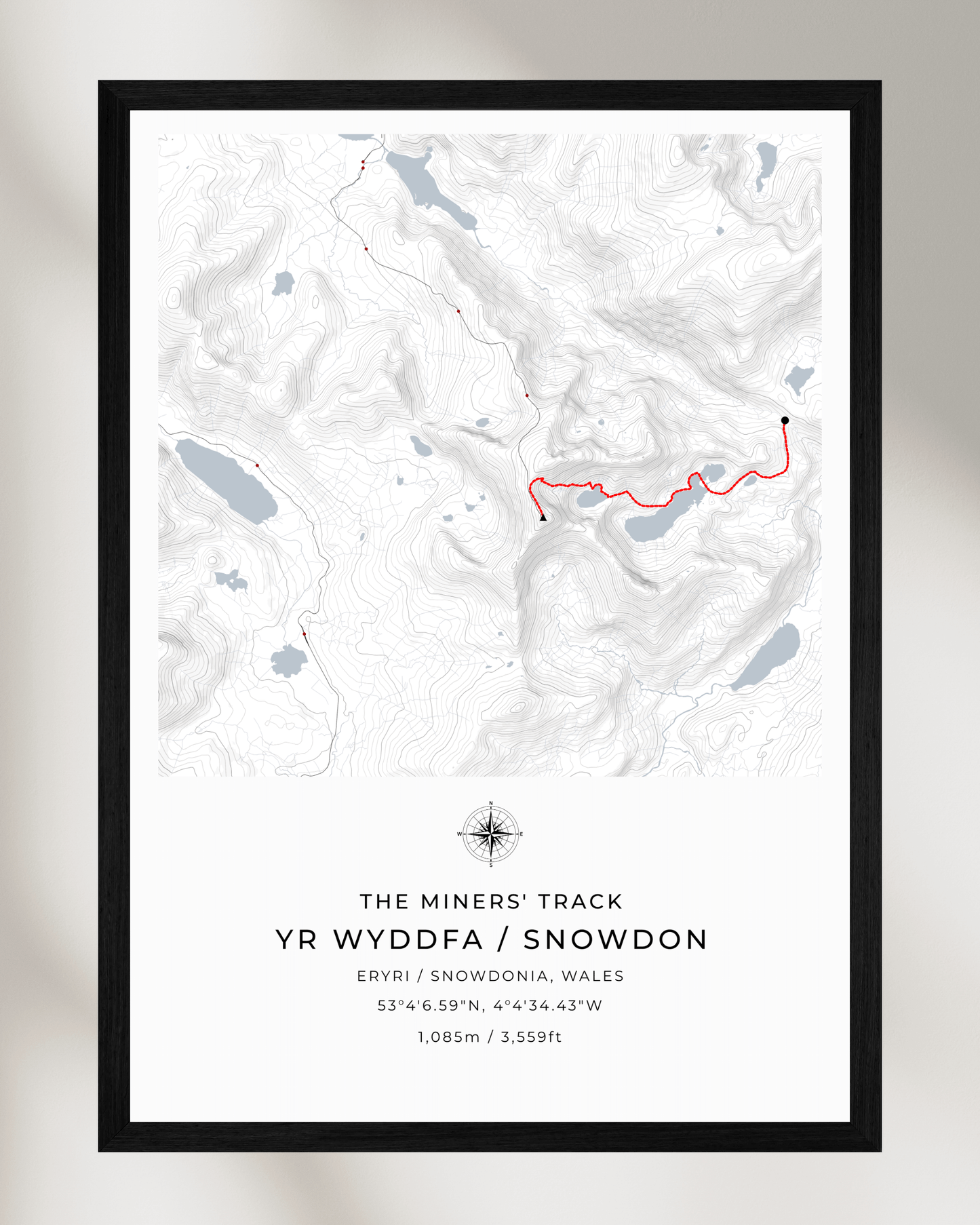 Snowdon - Miners' Track Contour Map Poster