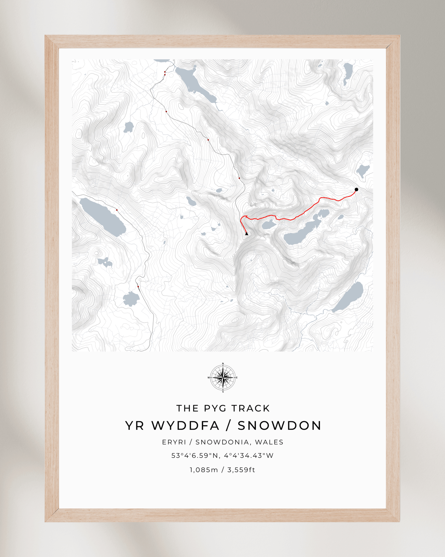 Snowdon - Pyg Track Contour Map Poster