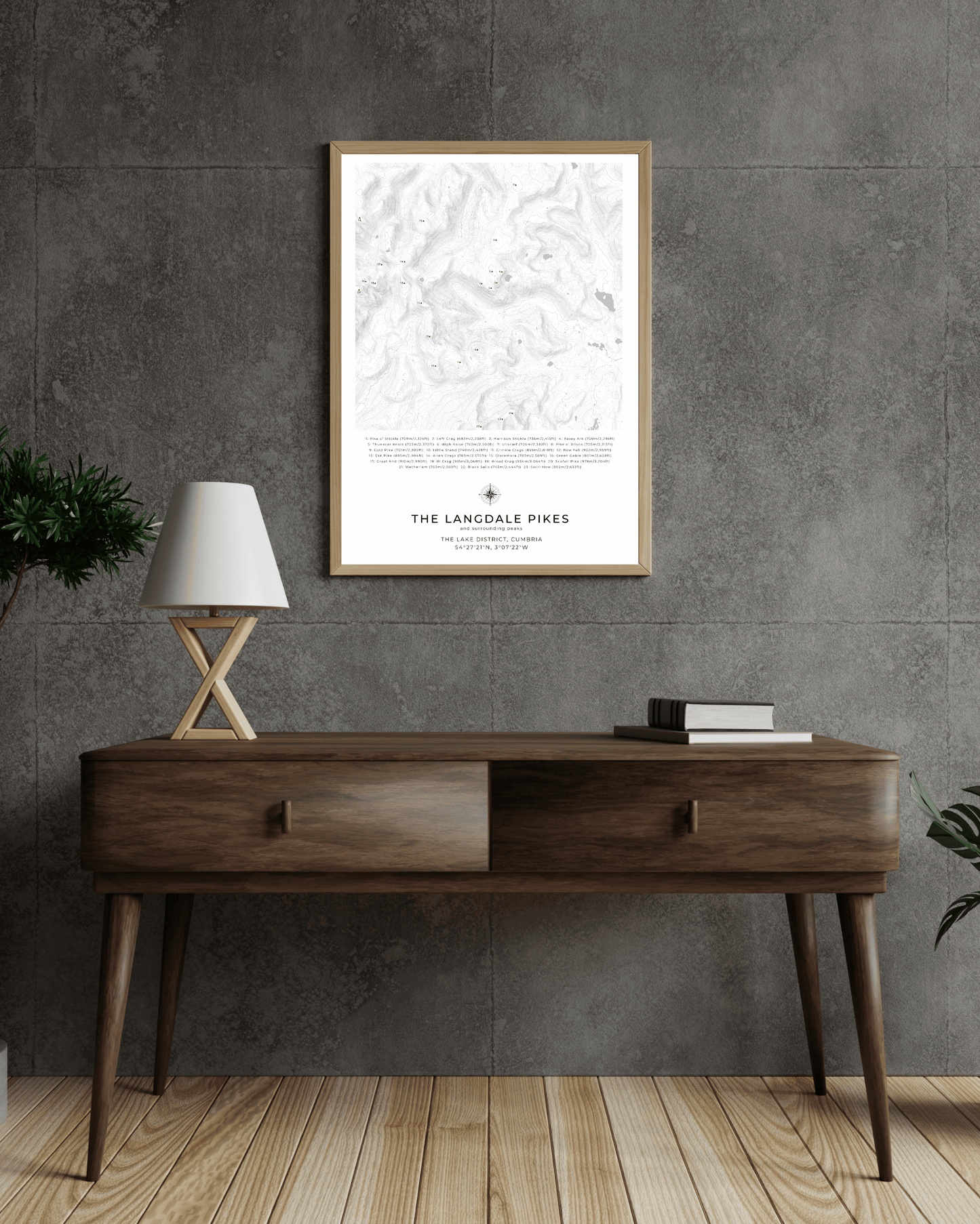The Langdale Pikes & Surrounding peaks - Contour Map