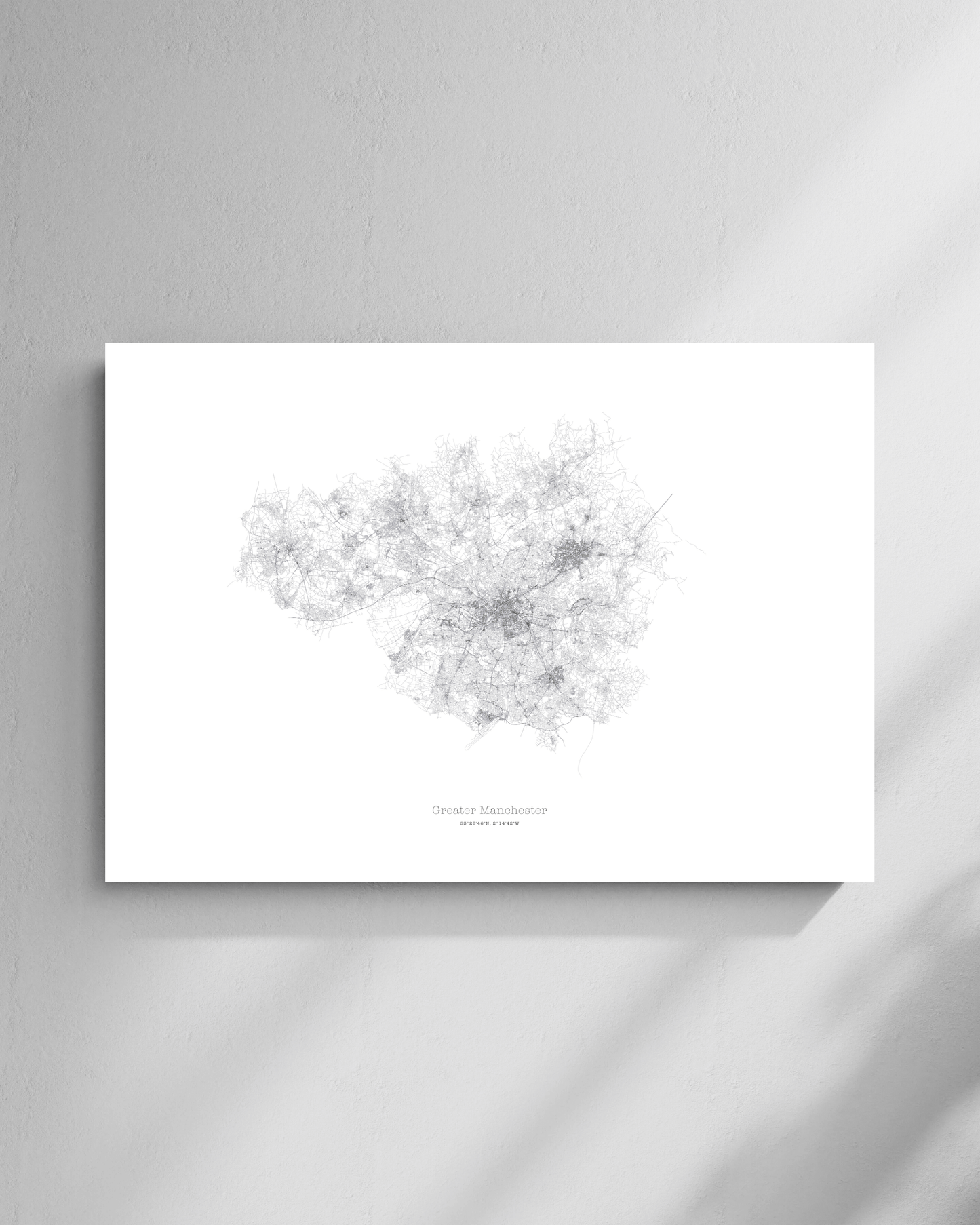 Greater Manchester - City Map - Minimalist Fine Art Print - White