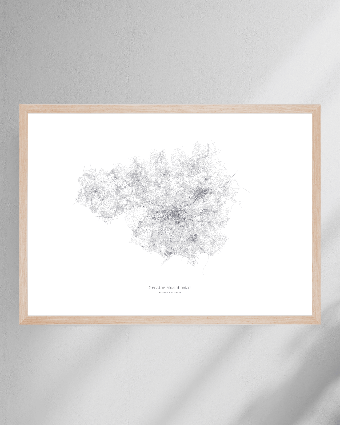 Greater Manchester - City Map - Minimalist Fine Art Print - White