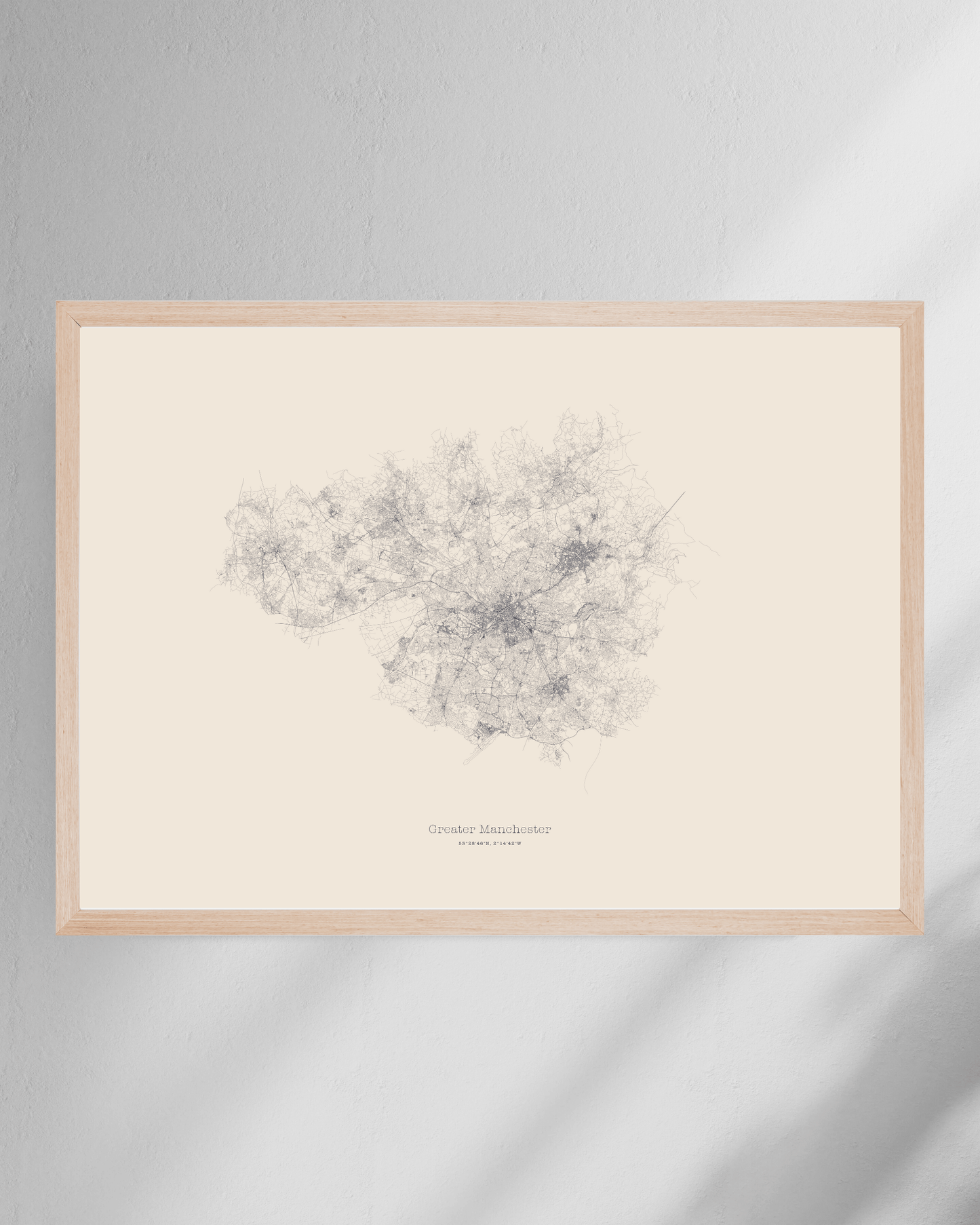 Greater Manchester - City Map - Minimalist Fine Art Print - Taupe