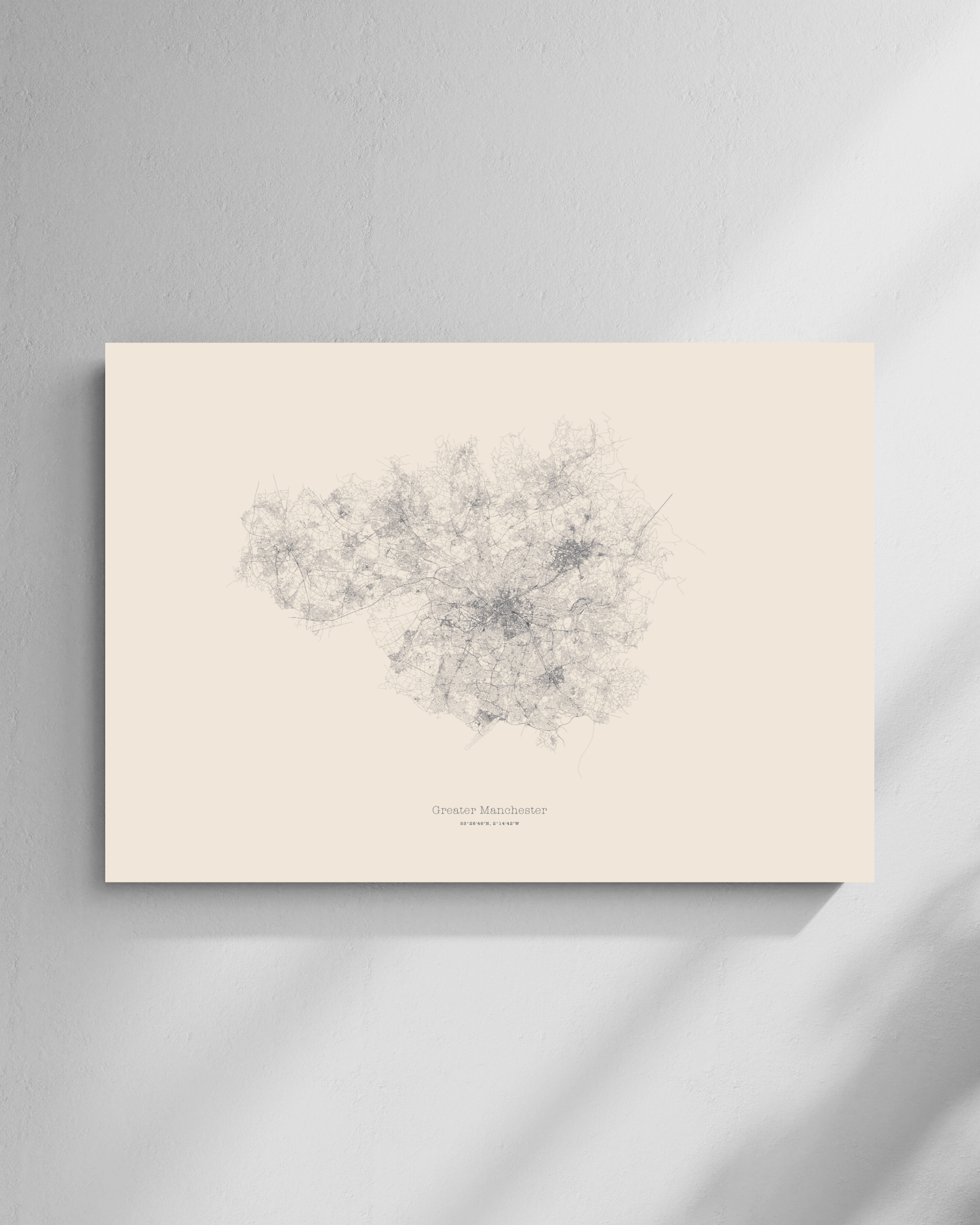 Greater Manchester - City Map - Minimalist Fine Art Print - Taupe