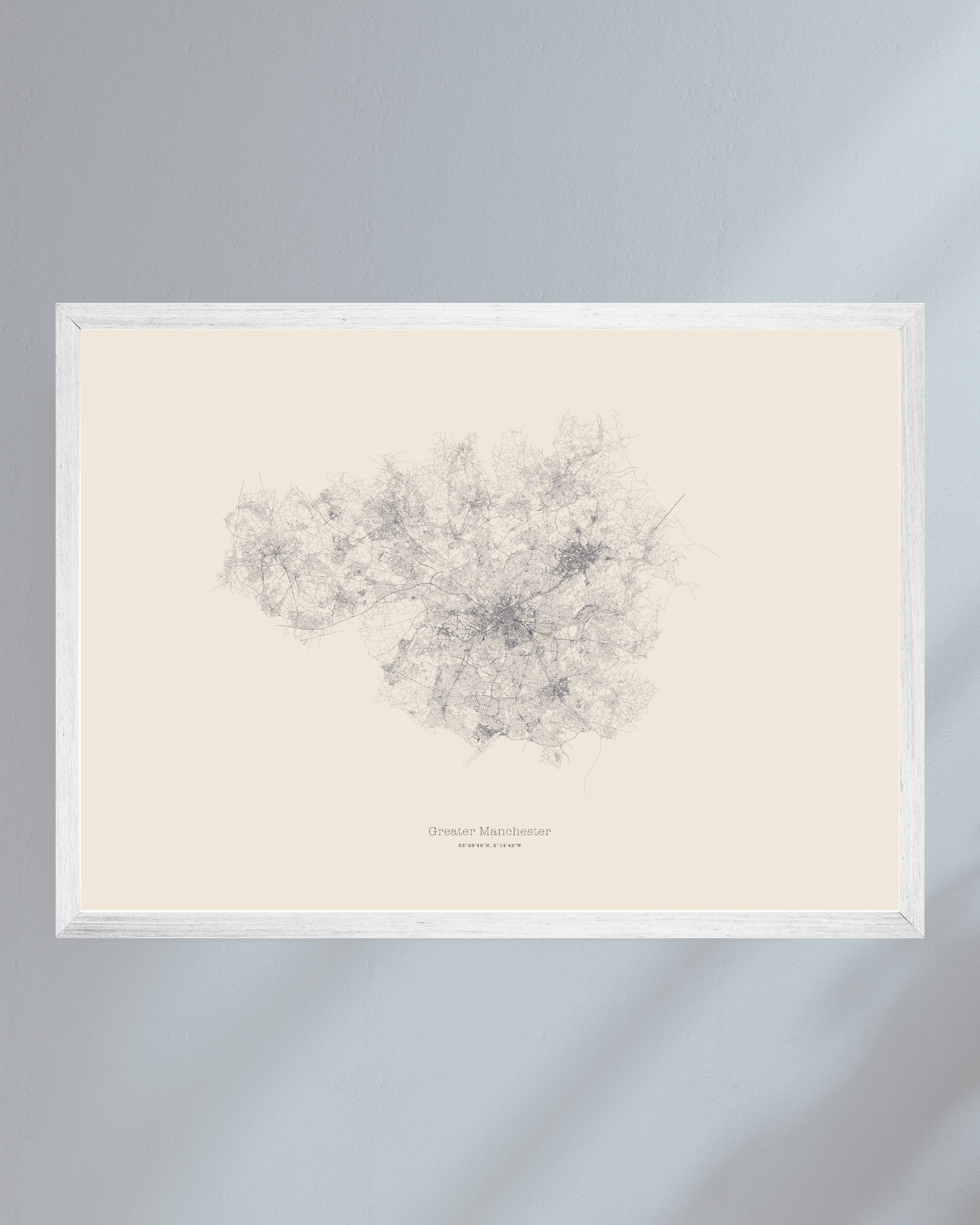 Greater Manchester - City Map - Minimalist Fine Art Print - Taupe