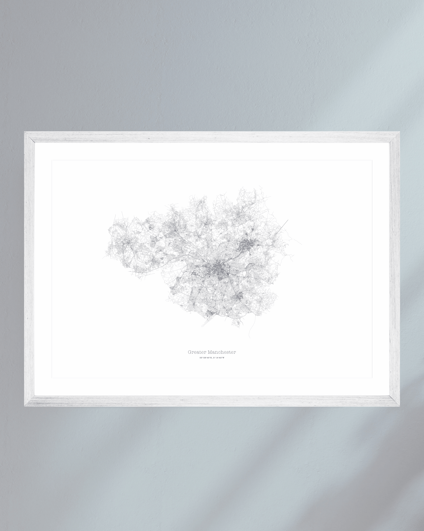 Greater Manchester - City Map - Minimalist Fine Art Print - White