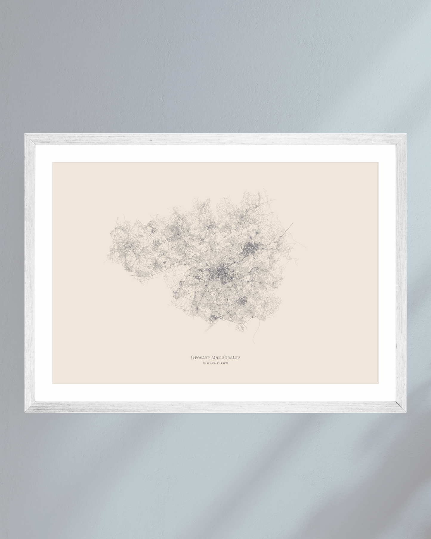 Greater Manchester - City Map - Minimalist Fine Art Print - Taupe
