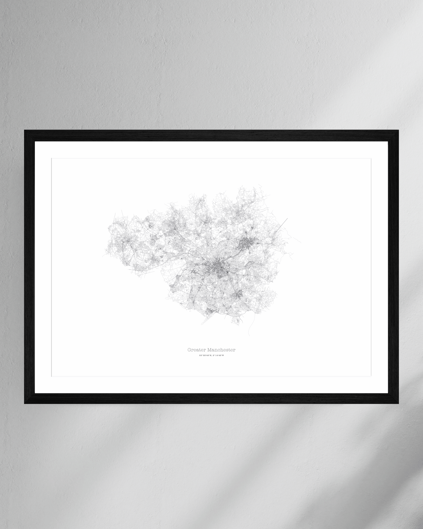 Greater Manchester - City Map - Minimalist Fine Art Print - White