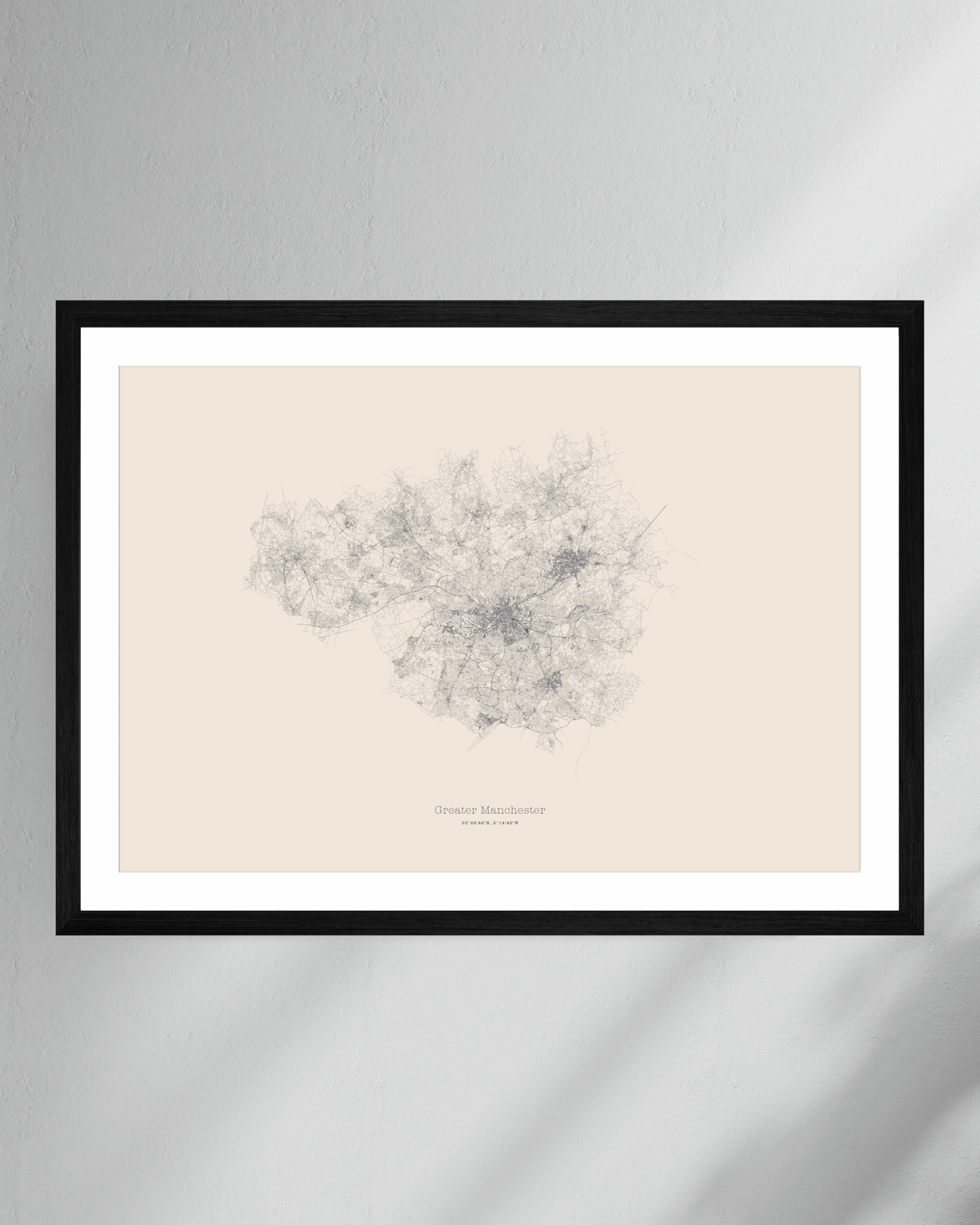 Greater Manchester - City Map - Minimalist Fine Art Print - Taupe