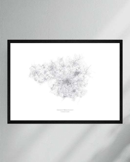 Greater Manchester - City Map - Minimalist Fine Art Print - White