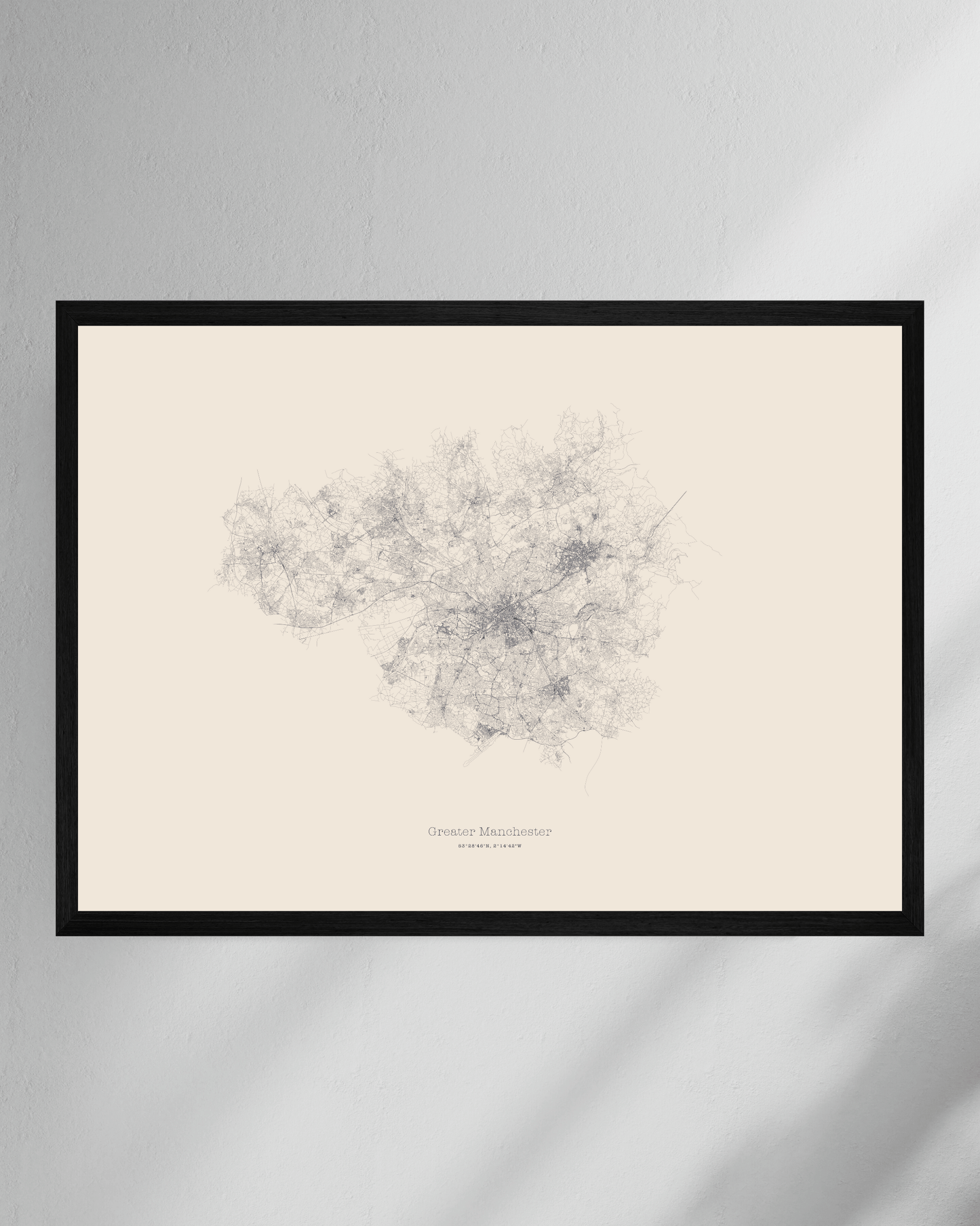 Greater Manchester - City Map - Minimalist Fine Art Print - Taupe