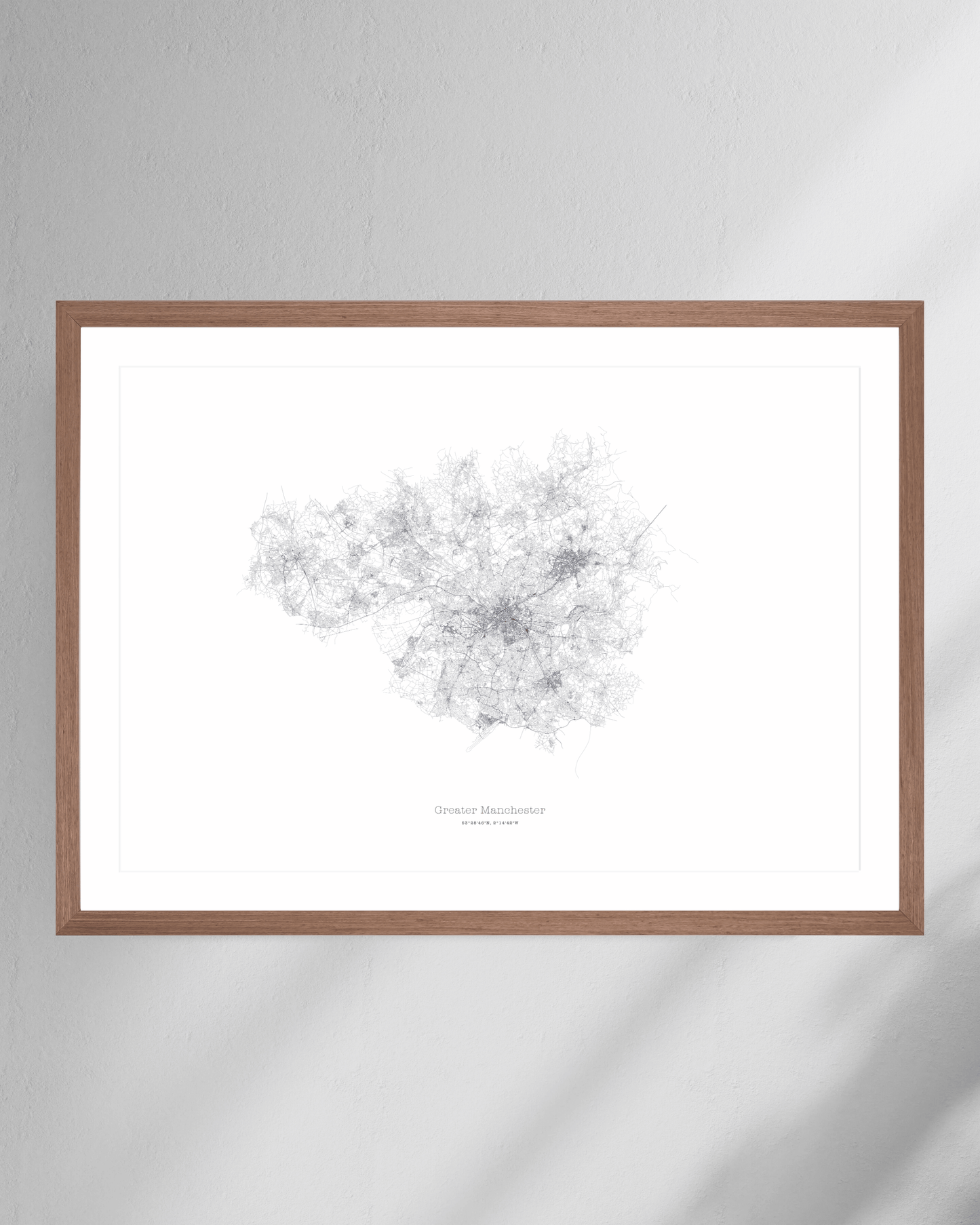 Greater Manchester - City Map - Minimalist Fine Art Print - White