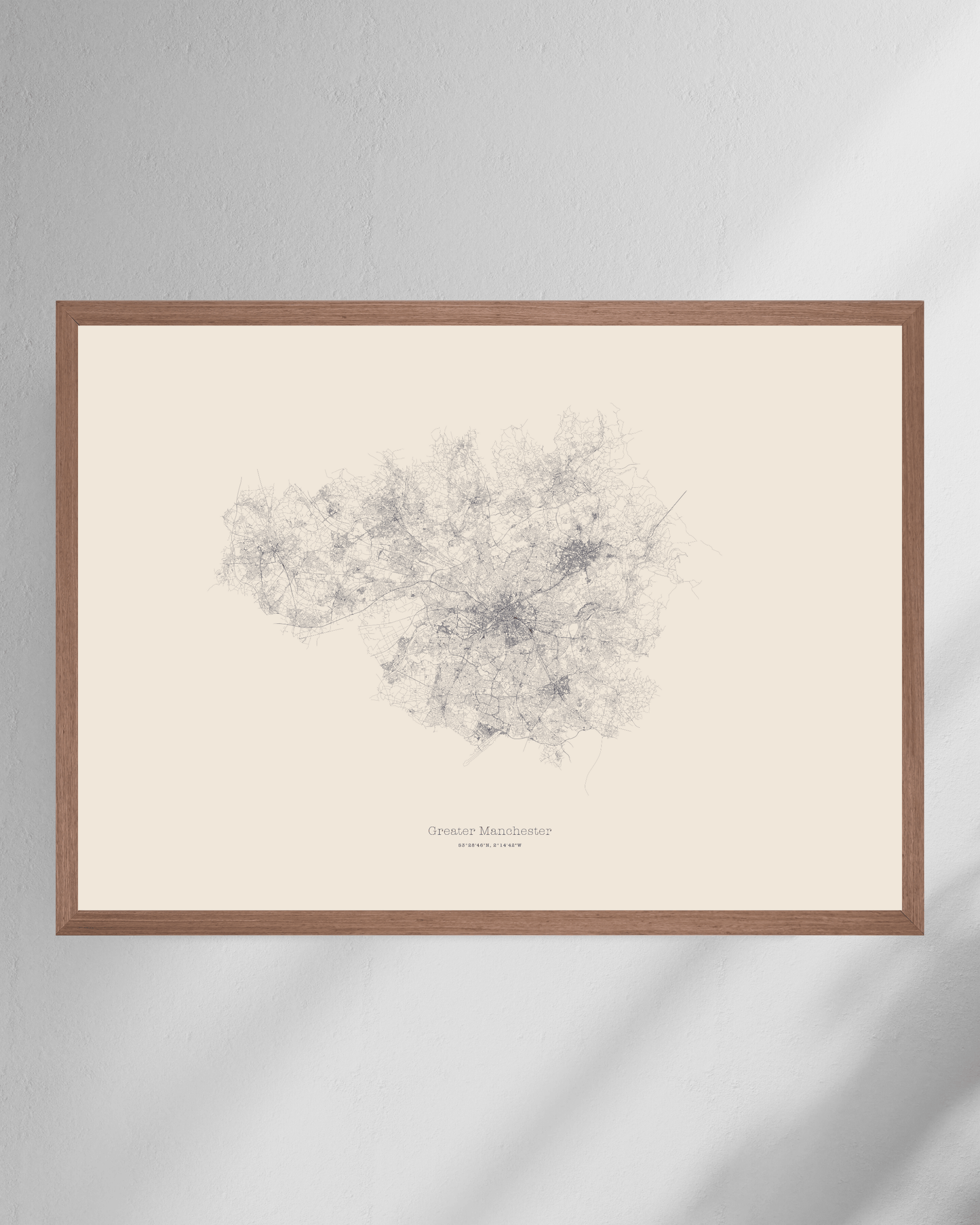 Greater Manchester - City Map - Minimalist Fine Art Print - Taupe