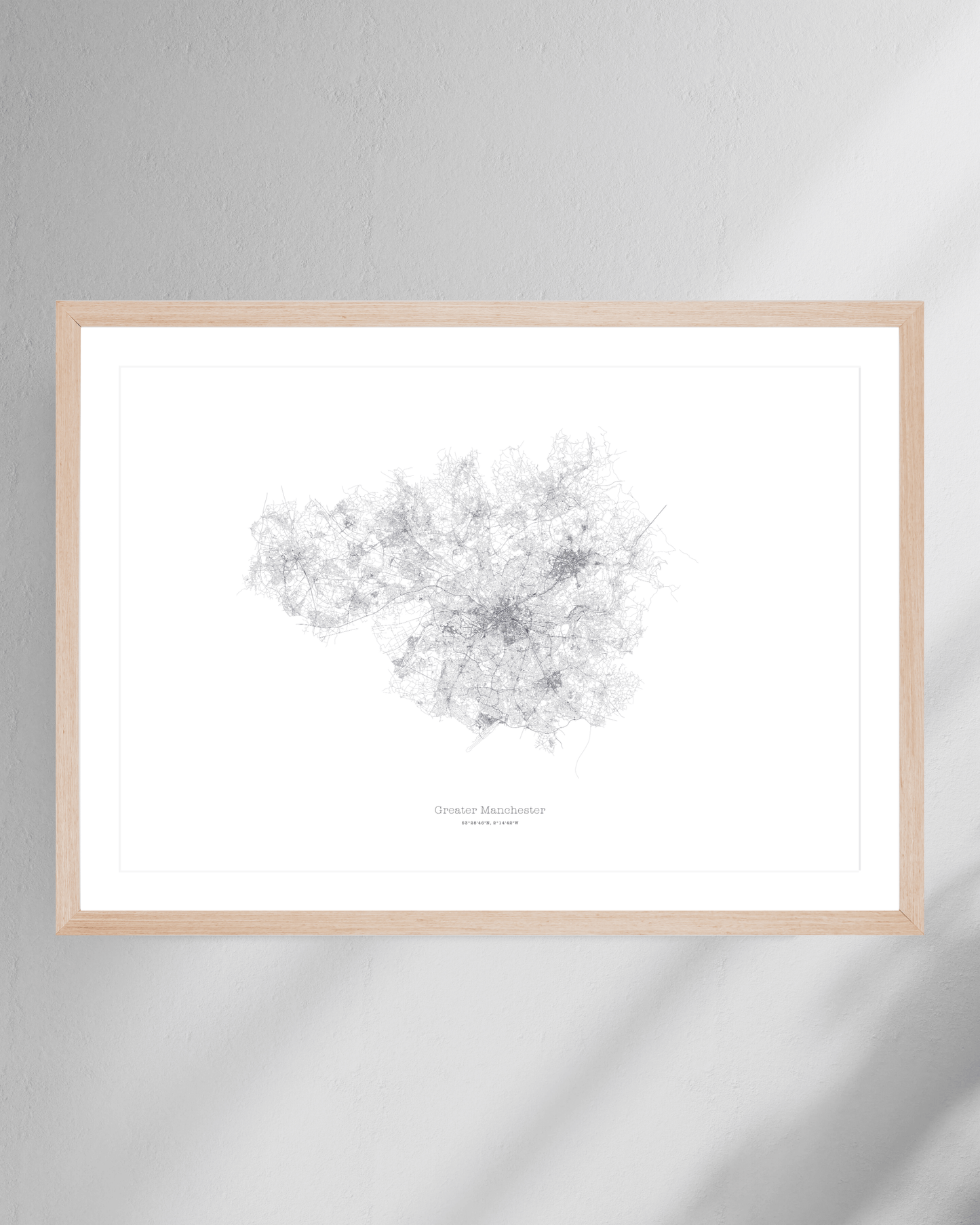 Greater Manchester - City Map - Minimalist Fine Art Print - White