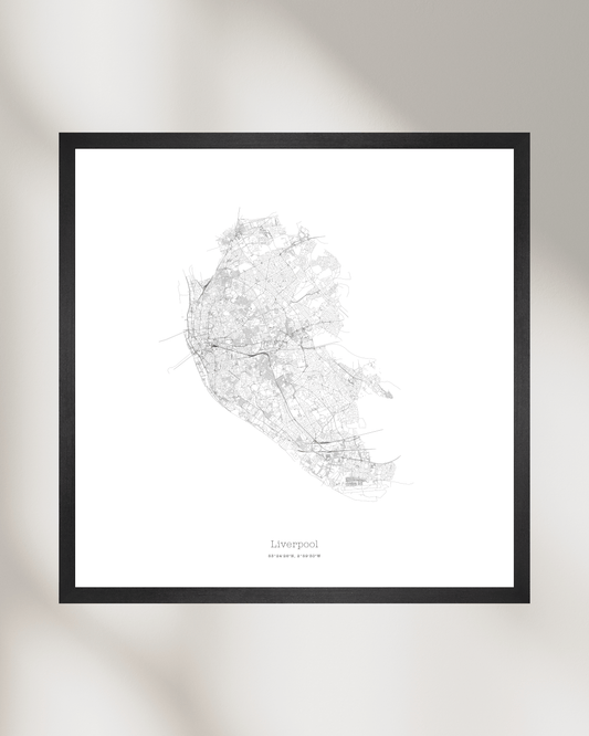 Liverpool - Minimalist City Map - Fine Art Print - White