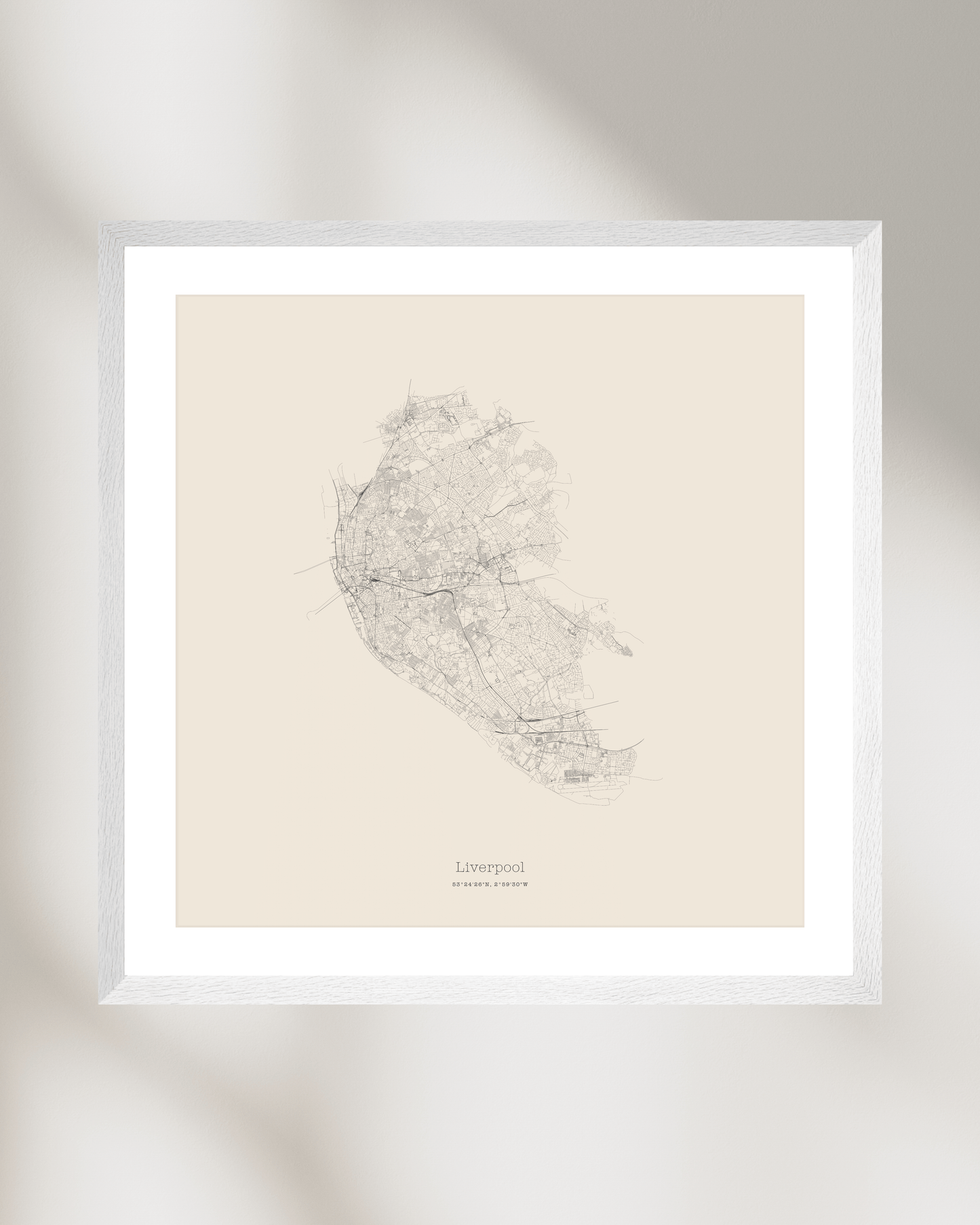Liverpool - Minimalist City Map - Fine Art Print - Taupe