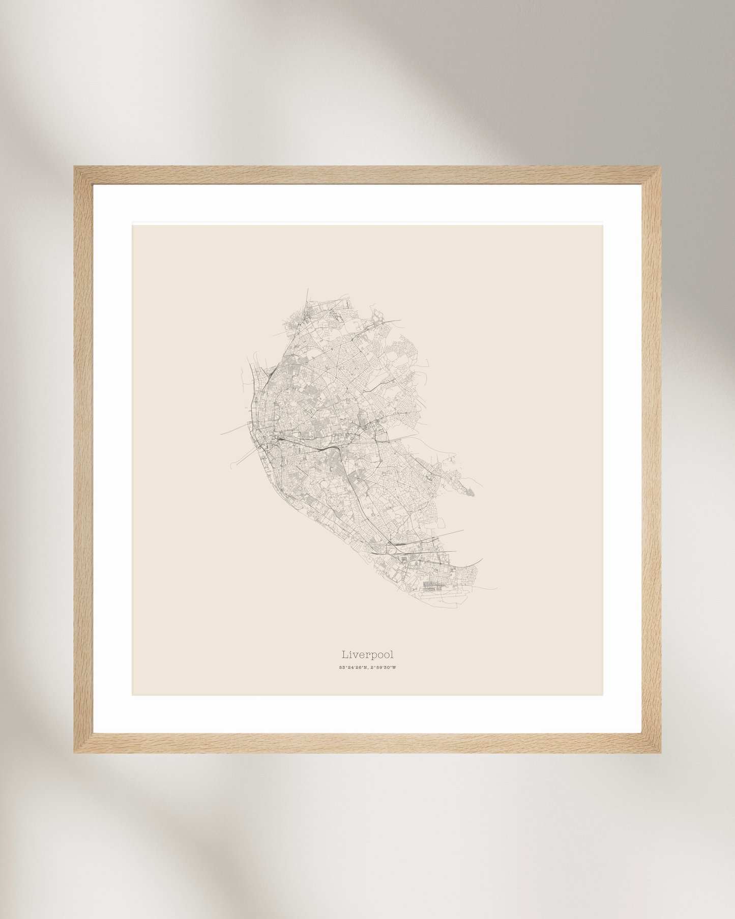 Liverpool - Minimalist City Map - Fine Art Print - Taupe
