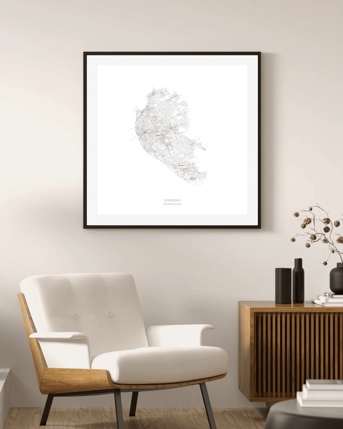 Liverpool - Minimalist City Map - Fine Art Print - White