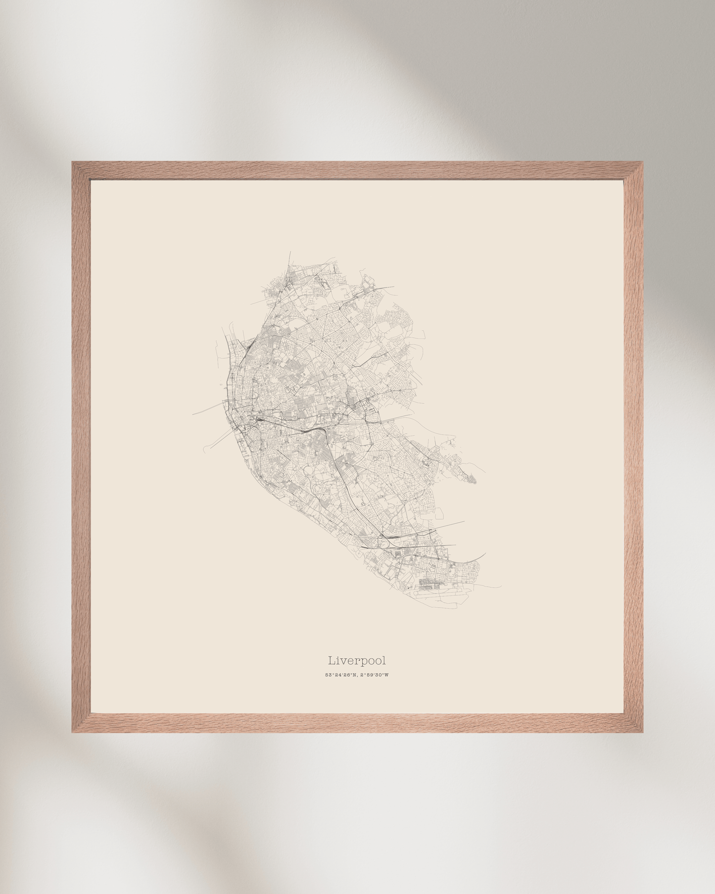 Liverpool - Minimalist City Map - Fine Art Print - Taupe