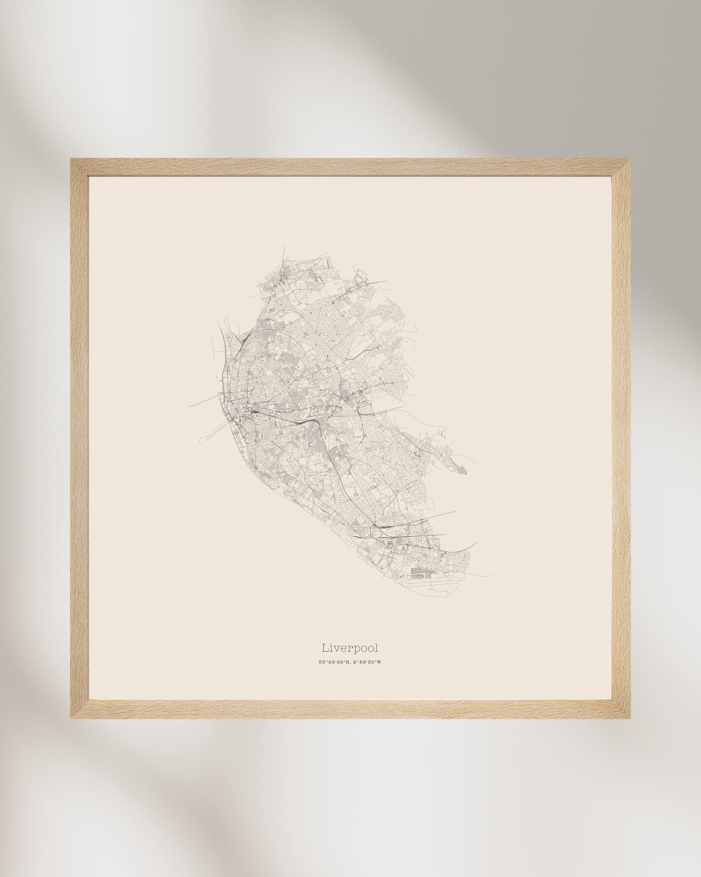 Liverpool - Minimalist City Map - Fine Art Print - Taupe