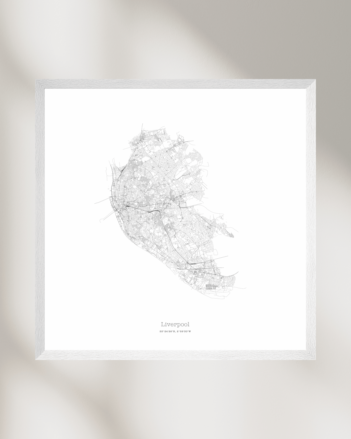 Liverpool - Minimalist City Map - Fine Art Print - White