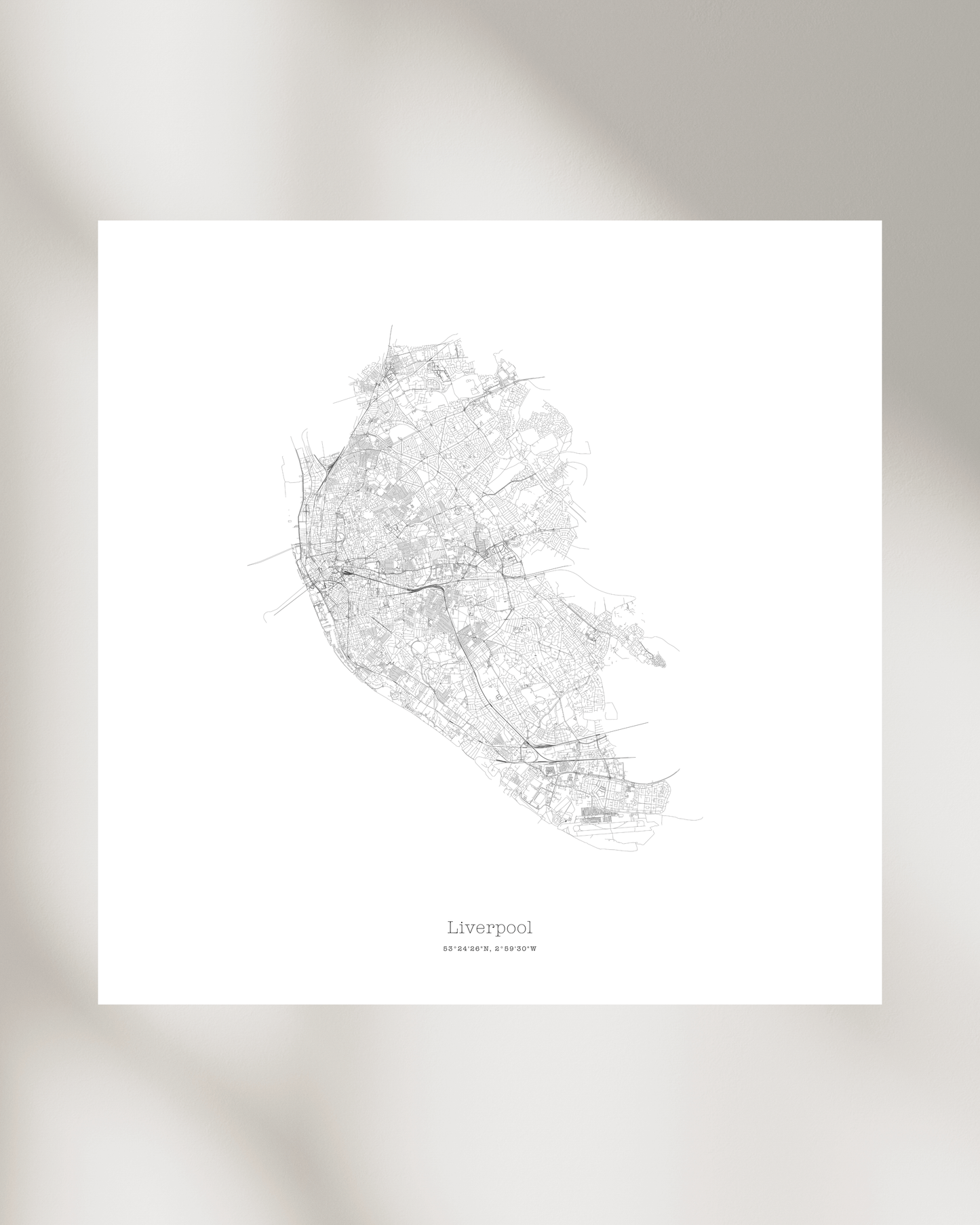 Liverpool - Minimalist City Map - Fine Art Print - White