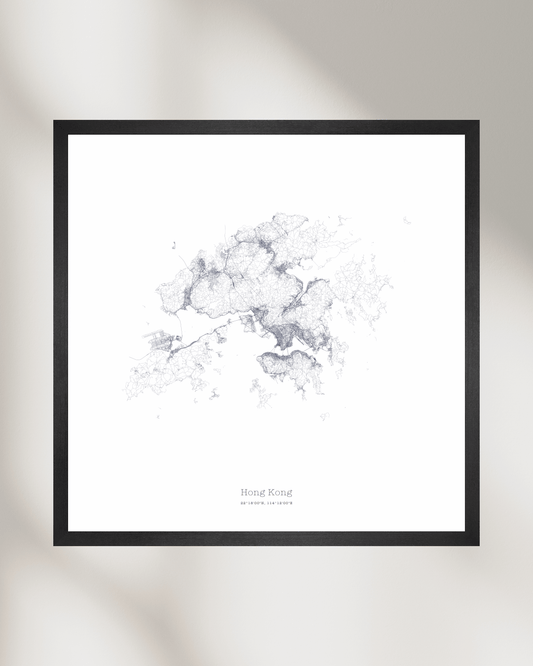 Hong Kong - Minimalist City Map - Fine Art Print