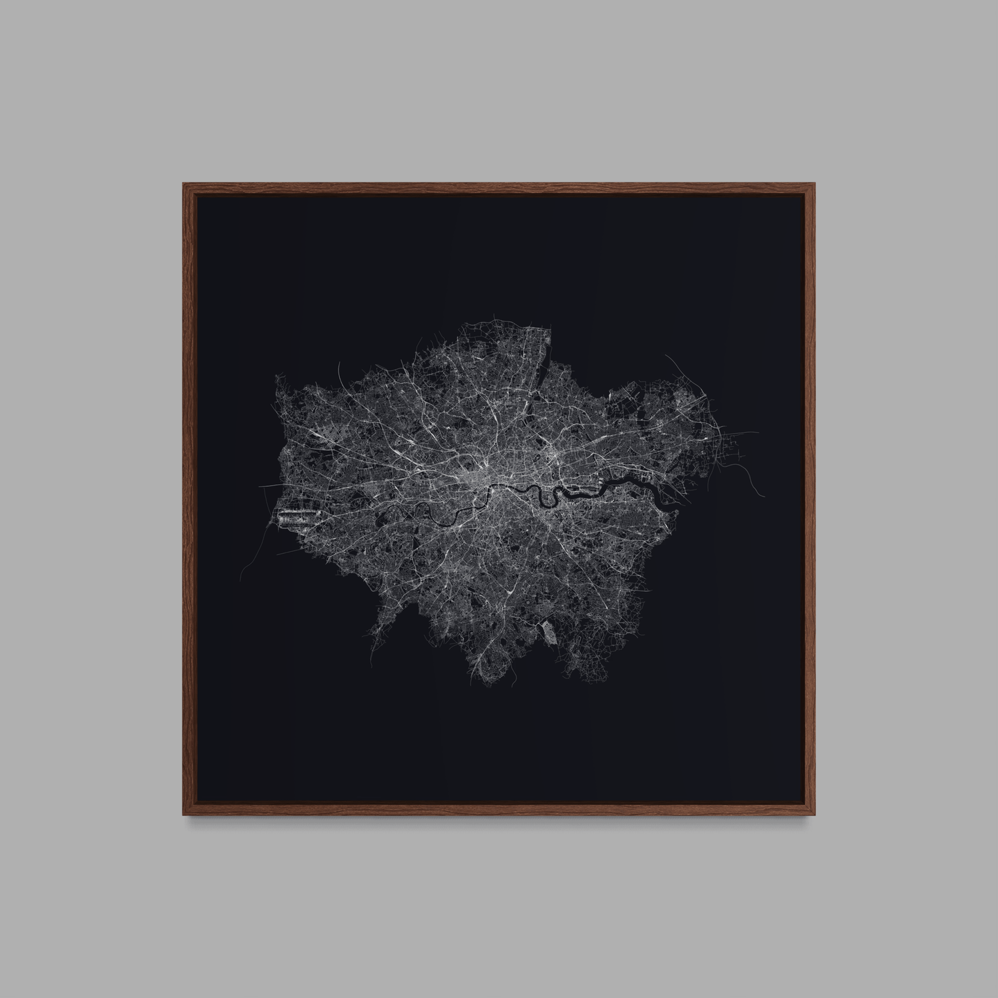 Minimalist Street Map of London - Framed Canvas