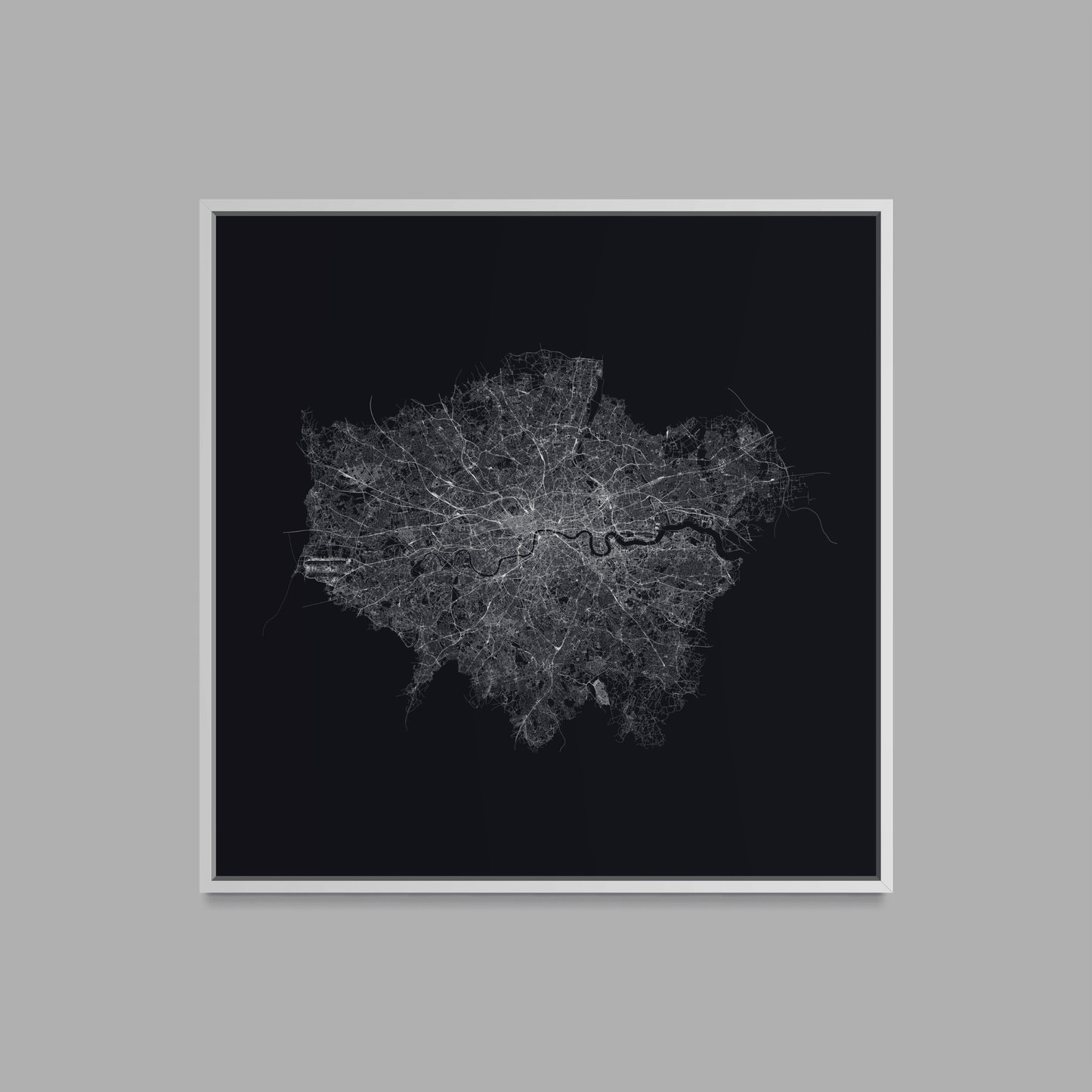 Minimalist Street Map of London - Framed Canvas