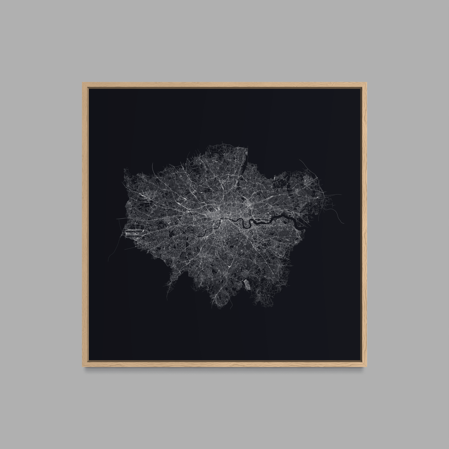 Minimalist Street Map of London - Framed Canvas