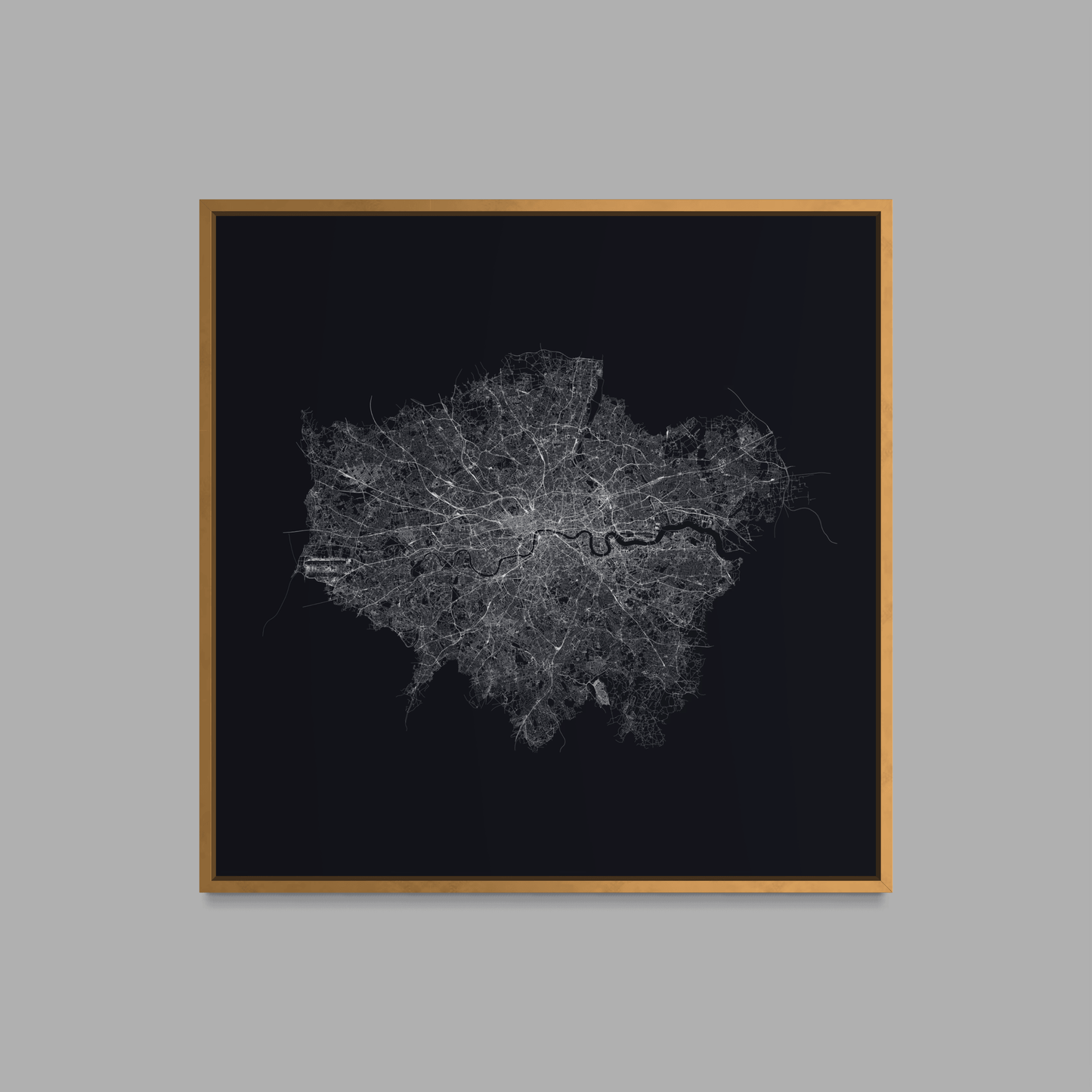 Minimalist Street Map of London - Framed Canvas