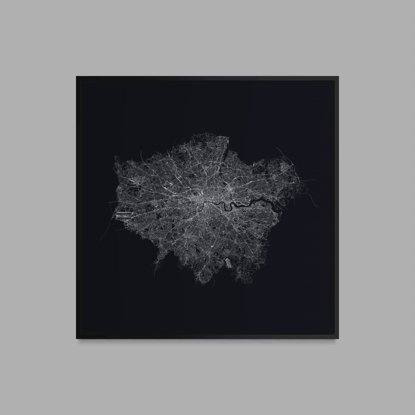 Minimalist Street Map of London - Framed Canvas