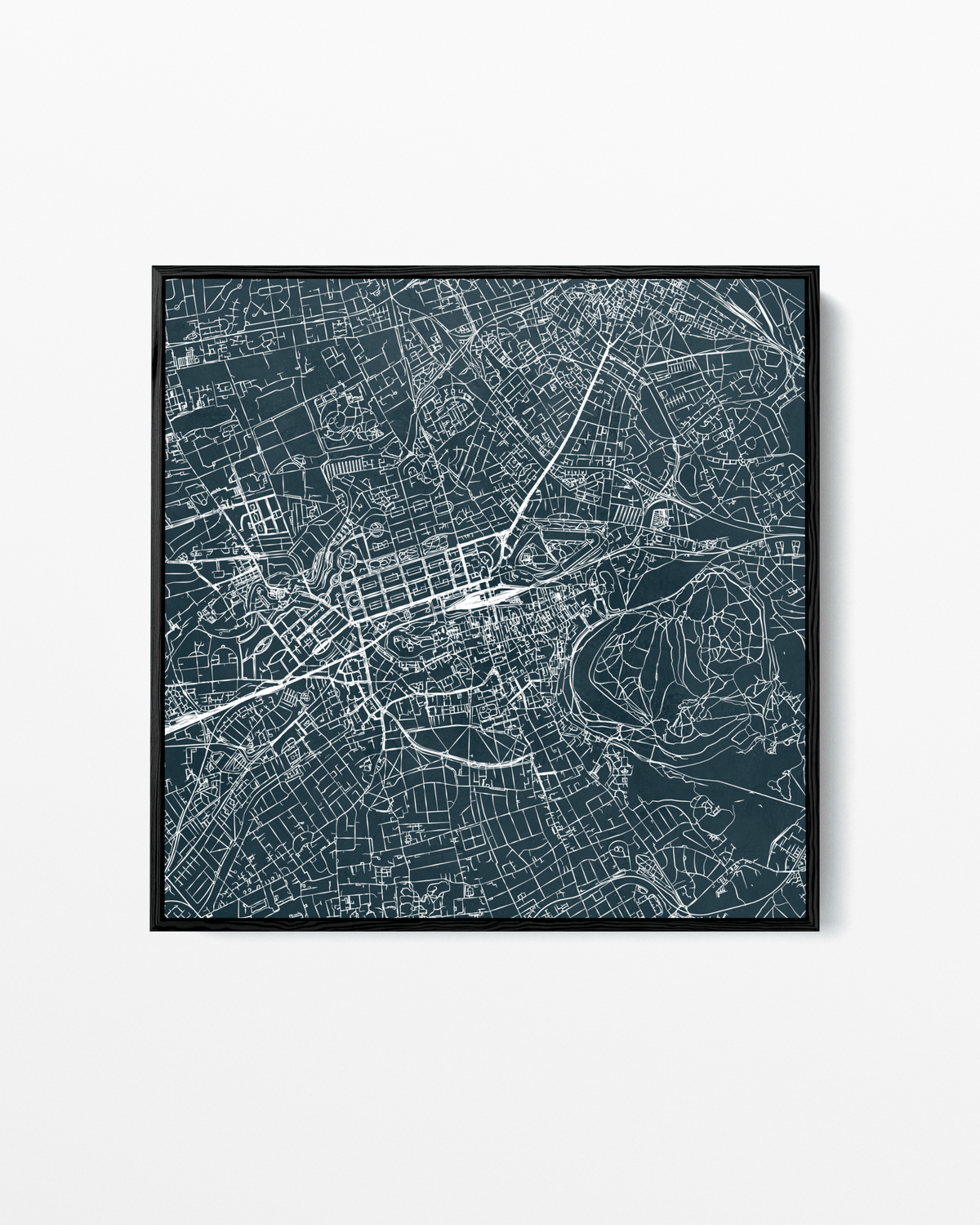 Minimalist Street Map of Edinburgh - Framed Canvas