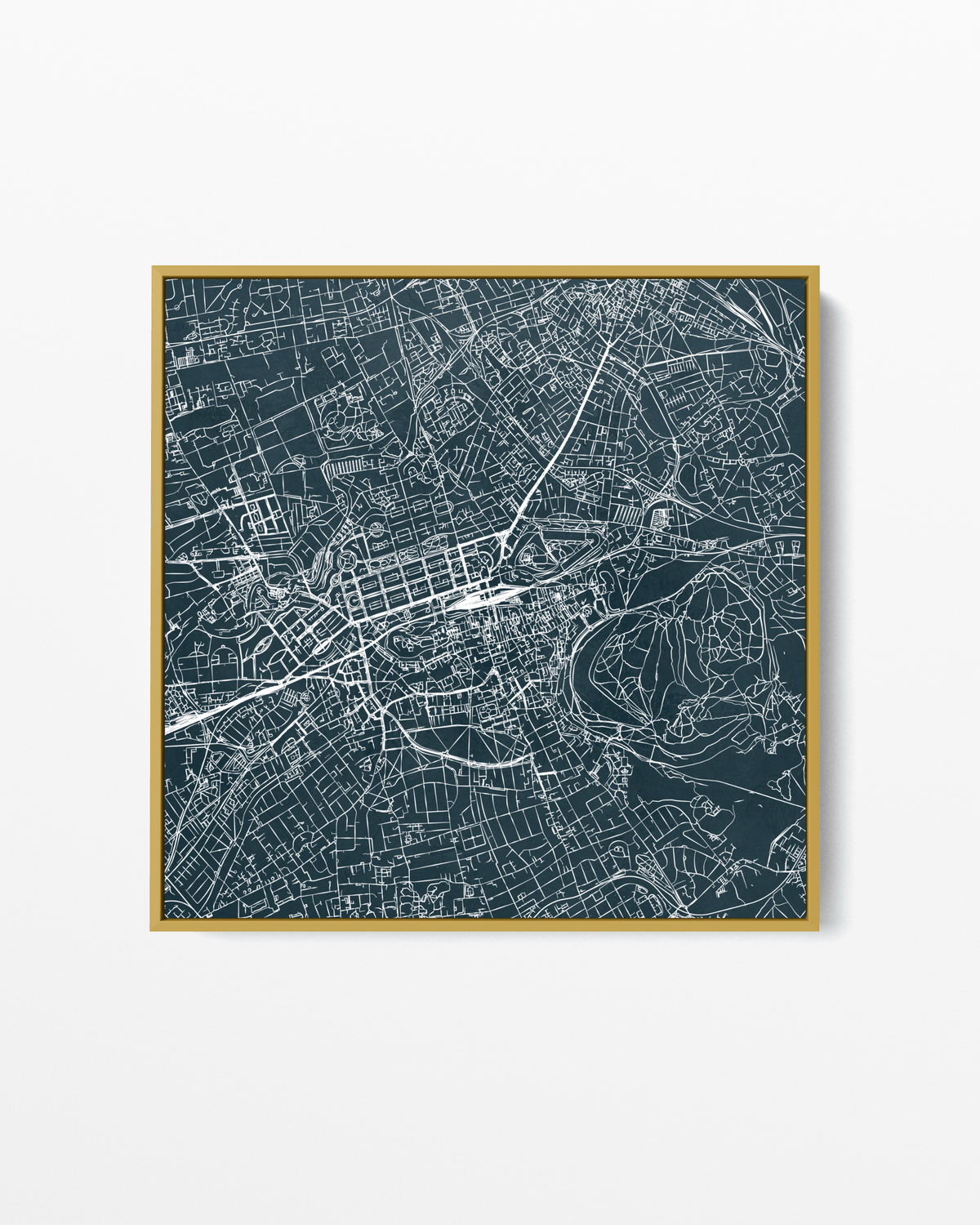 Minimalist Street Map of Edinburgh - Framed Canvas