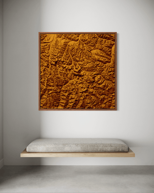 Mount Everest - Framed Canvas Topographical Map