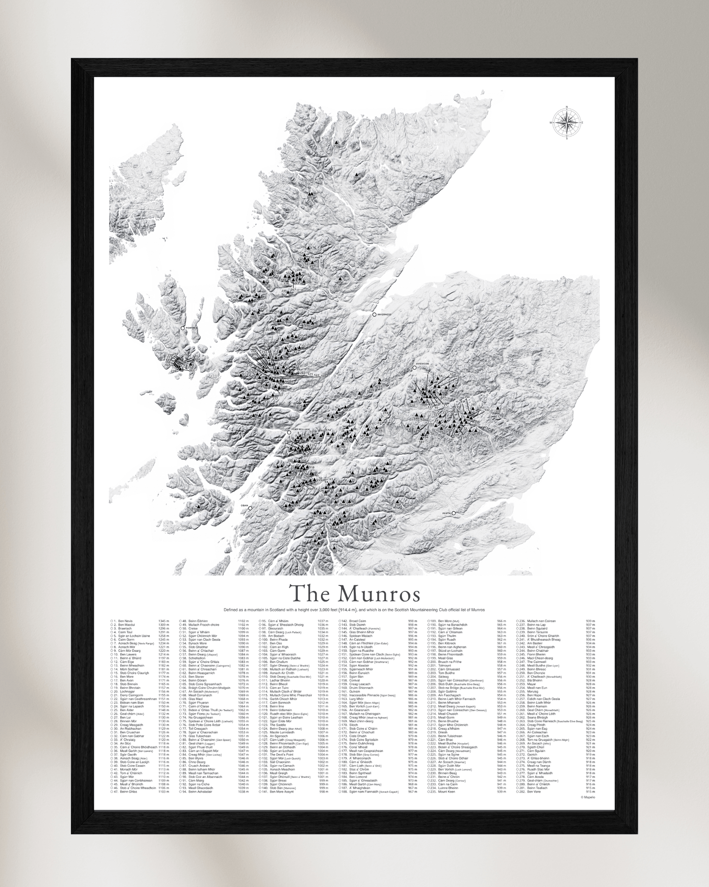The Munros Print - Contour Map Poster