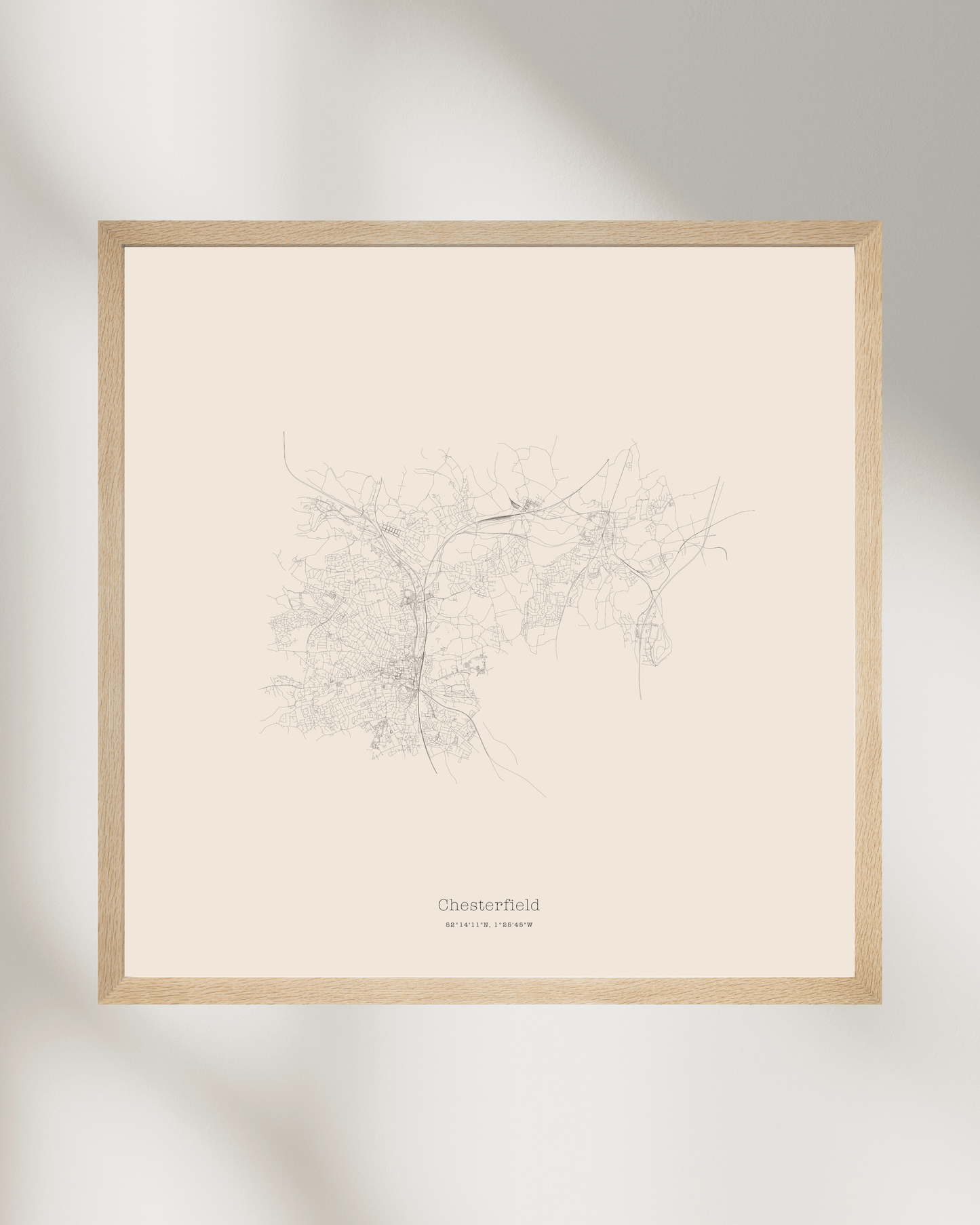 Chesterfield - Minimalist City Map - Fine Art Print - Taupe