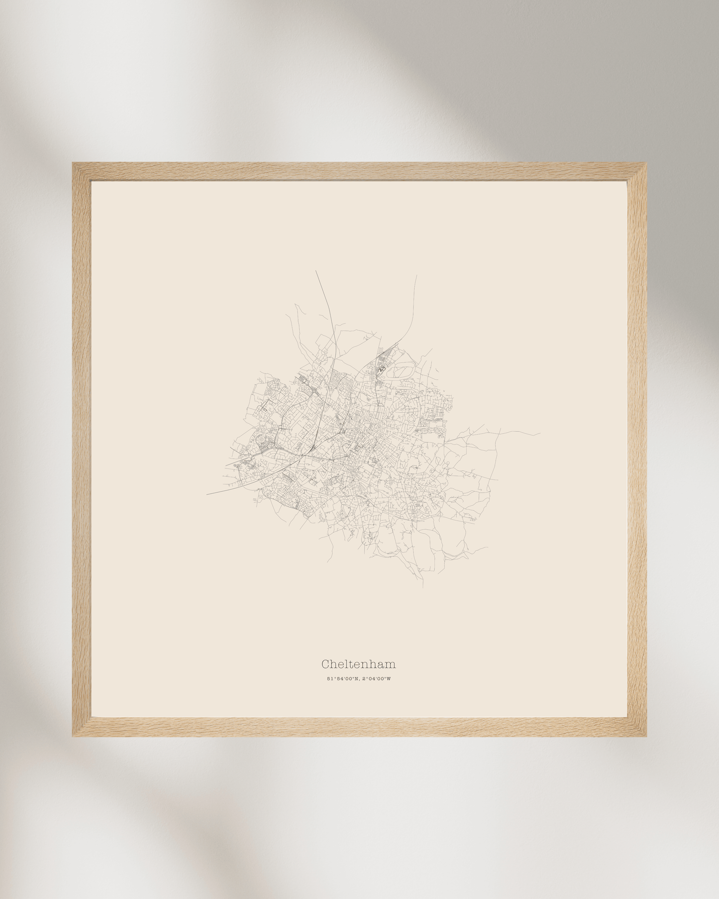 Cheltenham - Minimalist City Map - Fine Art Print - Taupe
