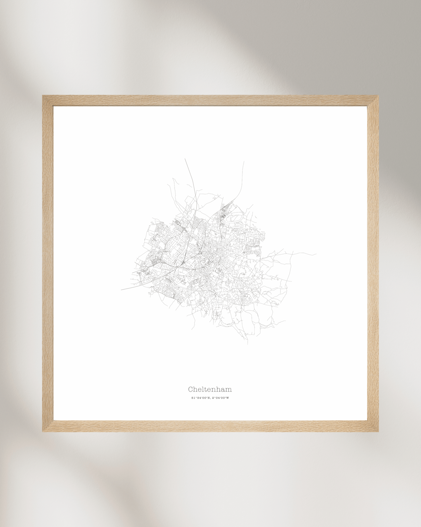 Cheltenham - Minimalist City Map - Fine Art Print - White