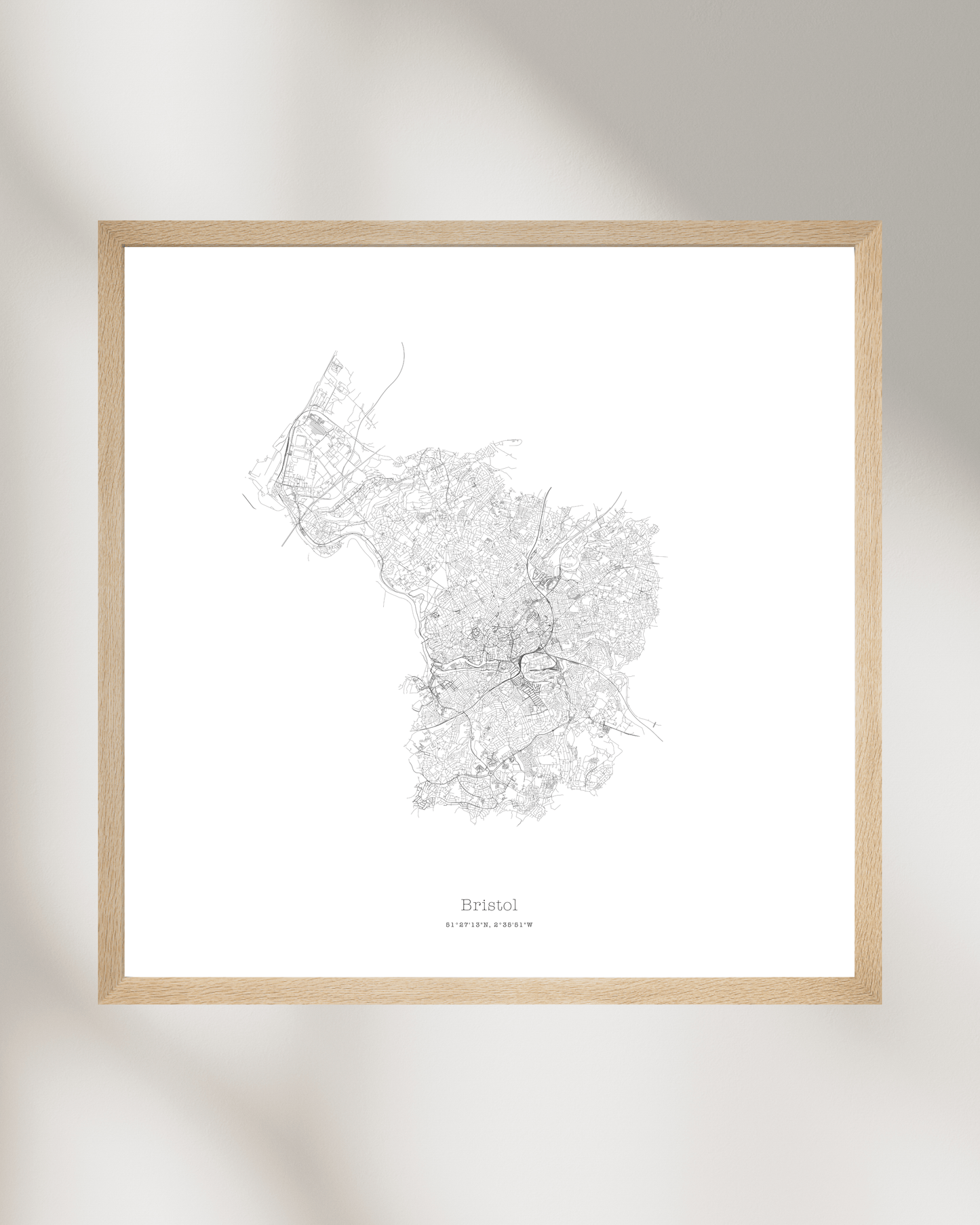Bristol - City Map - Minimalist Fine Art Print - White