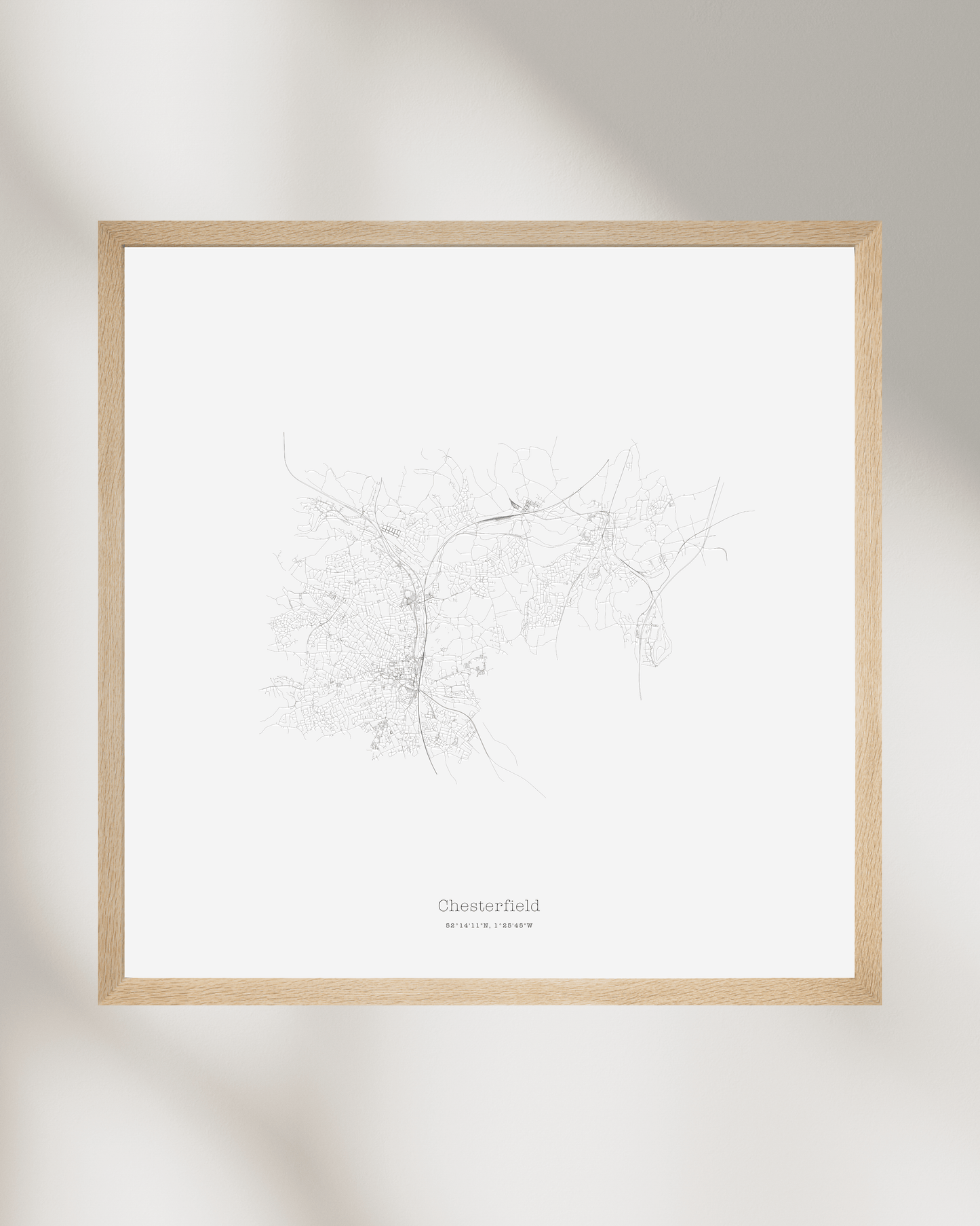 Chesterfield - Minimalist City Map - Fine Art Print - White