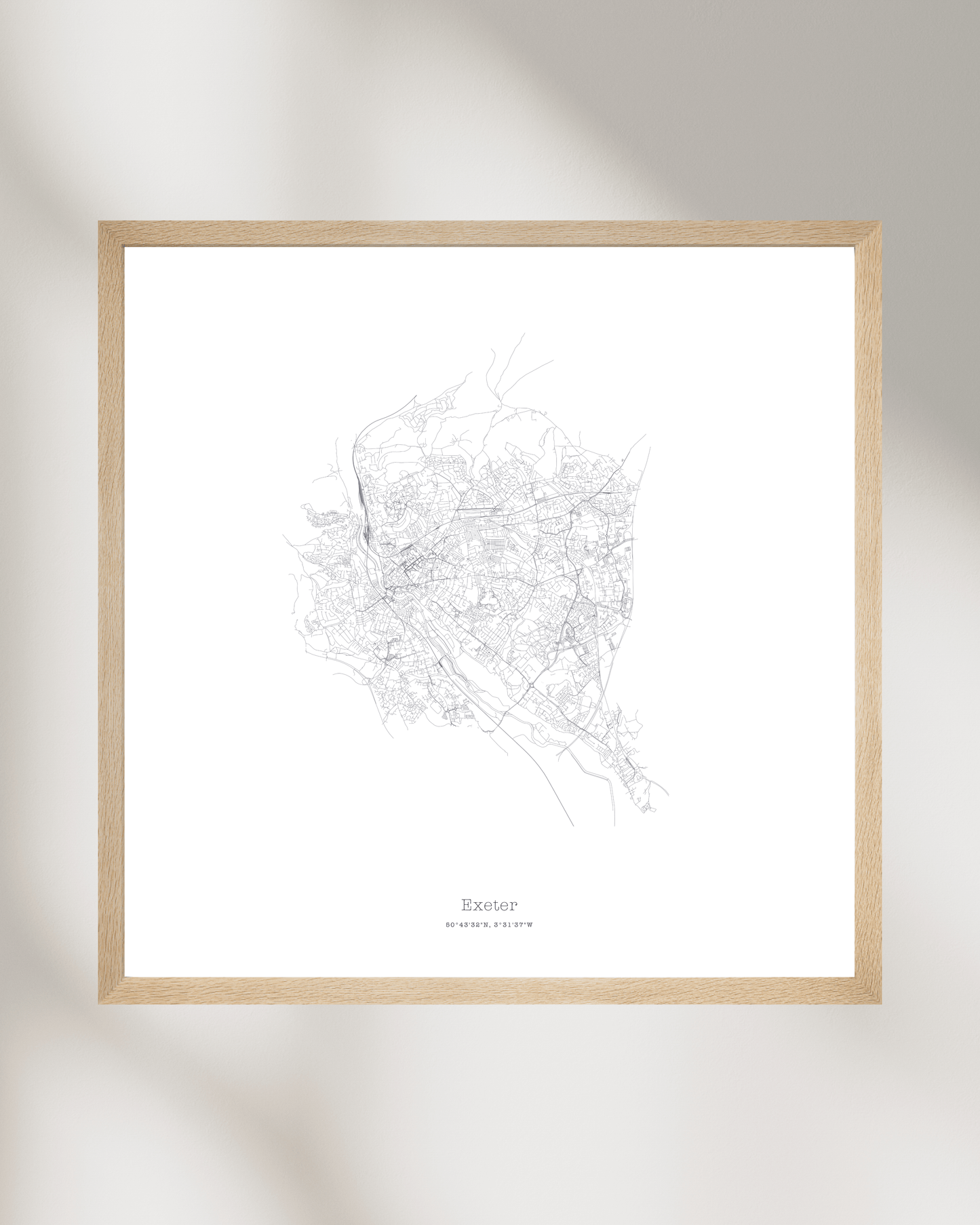 Exeter - Minimalist City Map - Fine Art Print - White