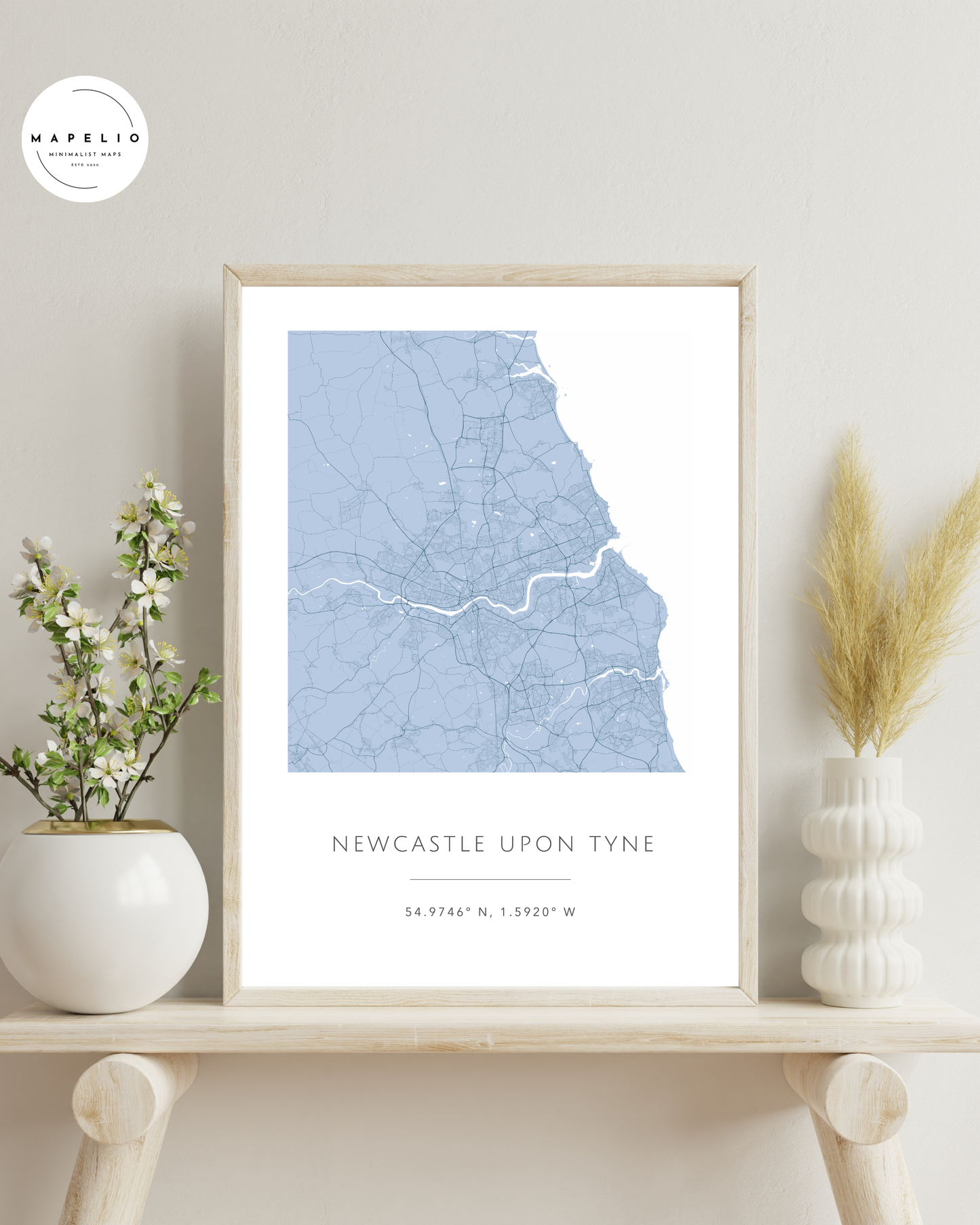 Newcastle upon Tyne -  Framed Map