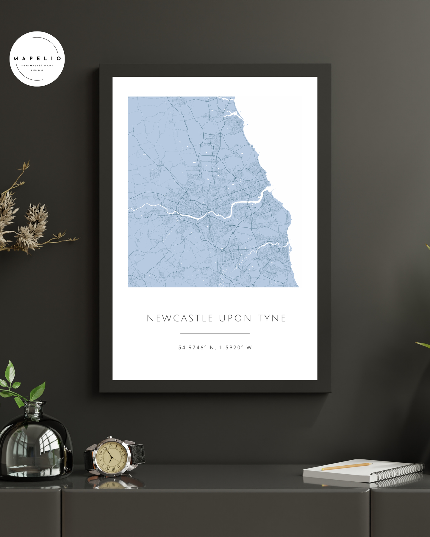 Newcastle upon Tyne -  Framed Map