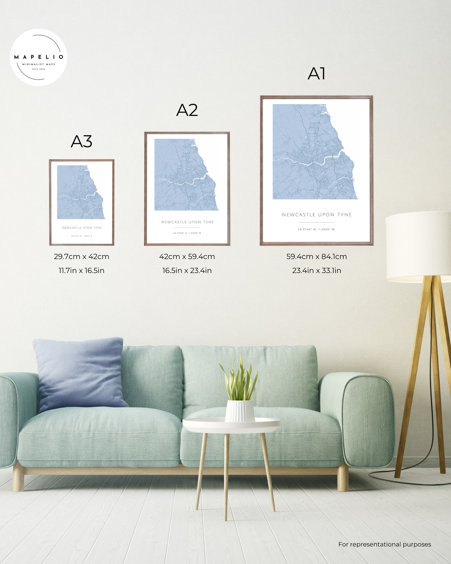 Newcastle upon Tyne -  Framed Map