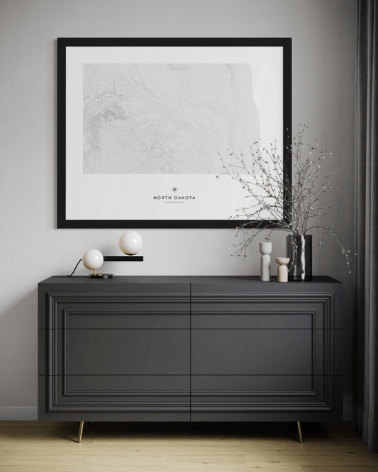 North Dakota - Fine Art Topographical Map Print
