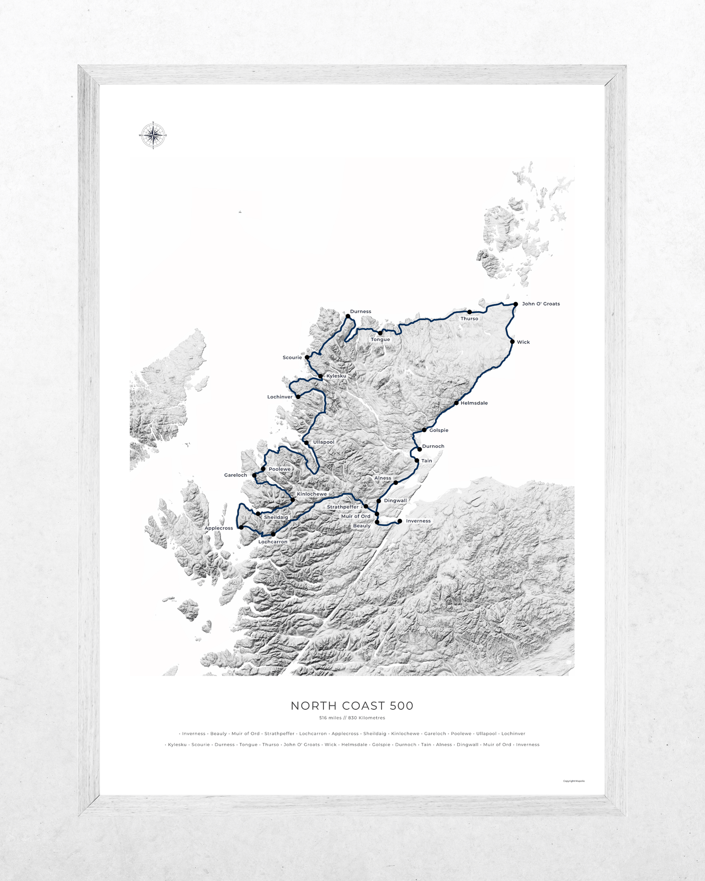 North Coast 500 Route Map - Fine Art Print
