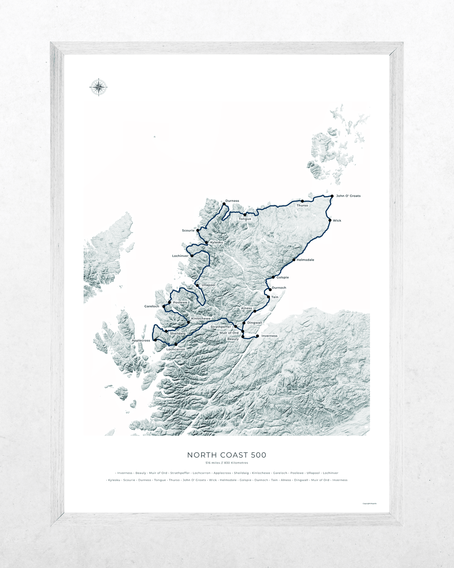 North Coast 500 Route Map - Fine Art Print