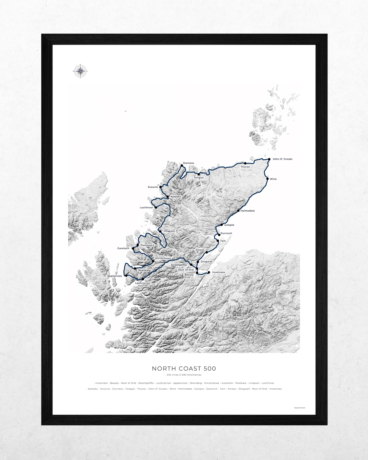 North Coast 500 Route Map - Fine Art Print