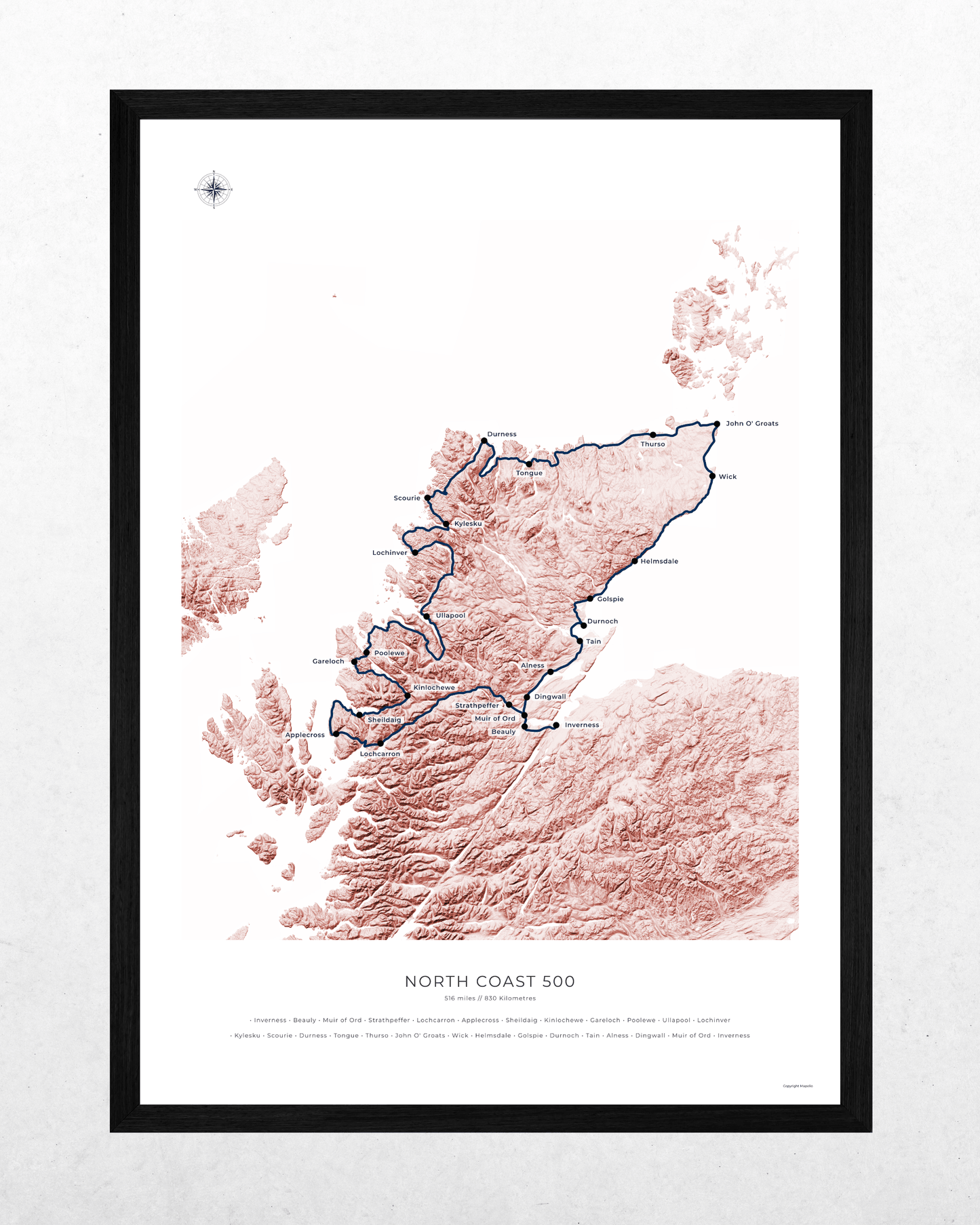 North Coast 500 Route Map - Fine Art Print