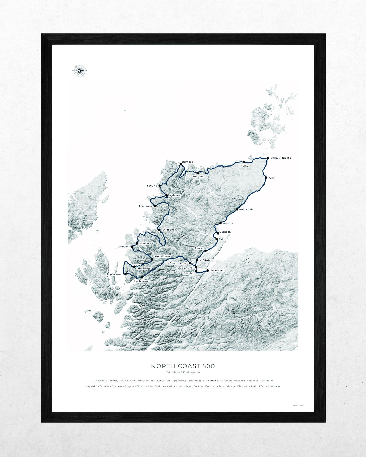 North Coast 500 Route Map - Fine Art Print
